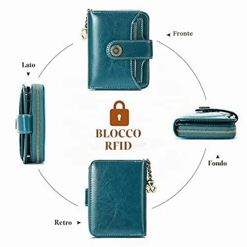 SENDEFN Portafoglio Donna in Pelle Vegana con Blocco RFID, 8 Scomparti per Carte, 2 Finestre ID e Tasca con Cerniera - immagine 7
