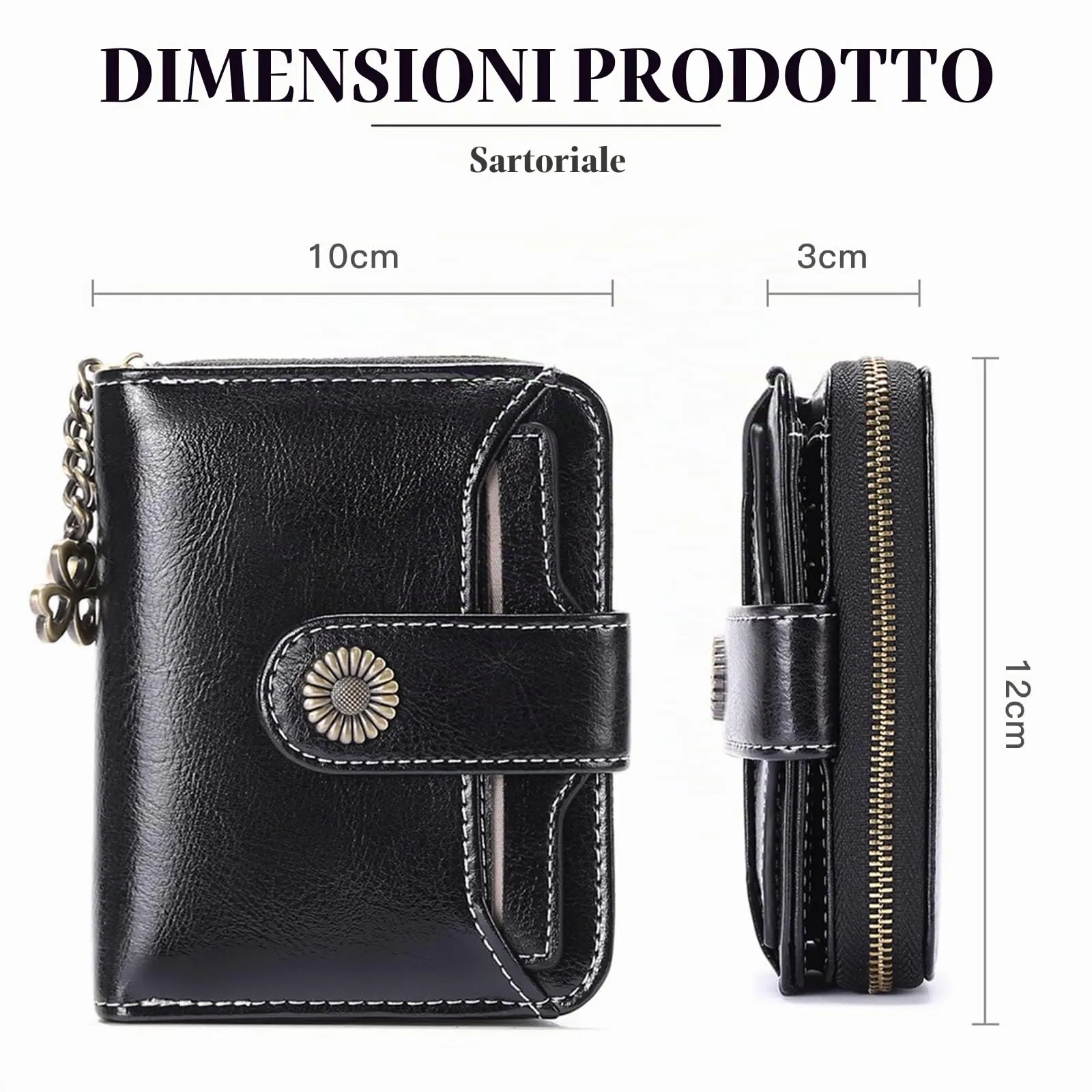 SENDEFN Portafoglio Donna in Vera Pelle con Blocco RFID, 8 Scomparti per Carte, 2 Finestre di Identificazione e Tasca con Cerniera - immagine 7