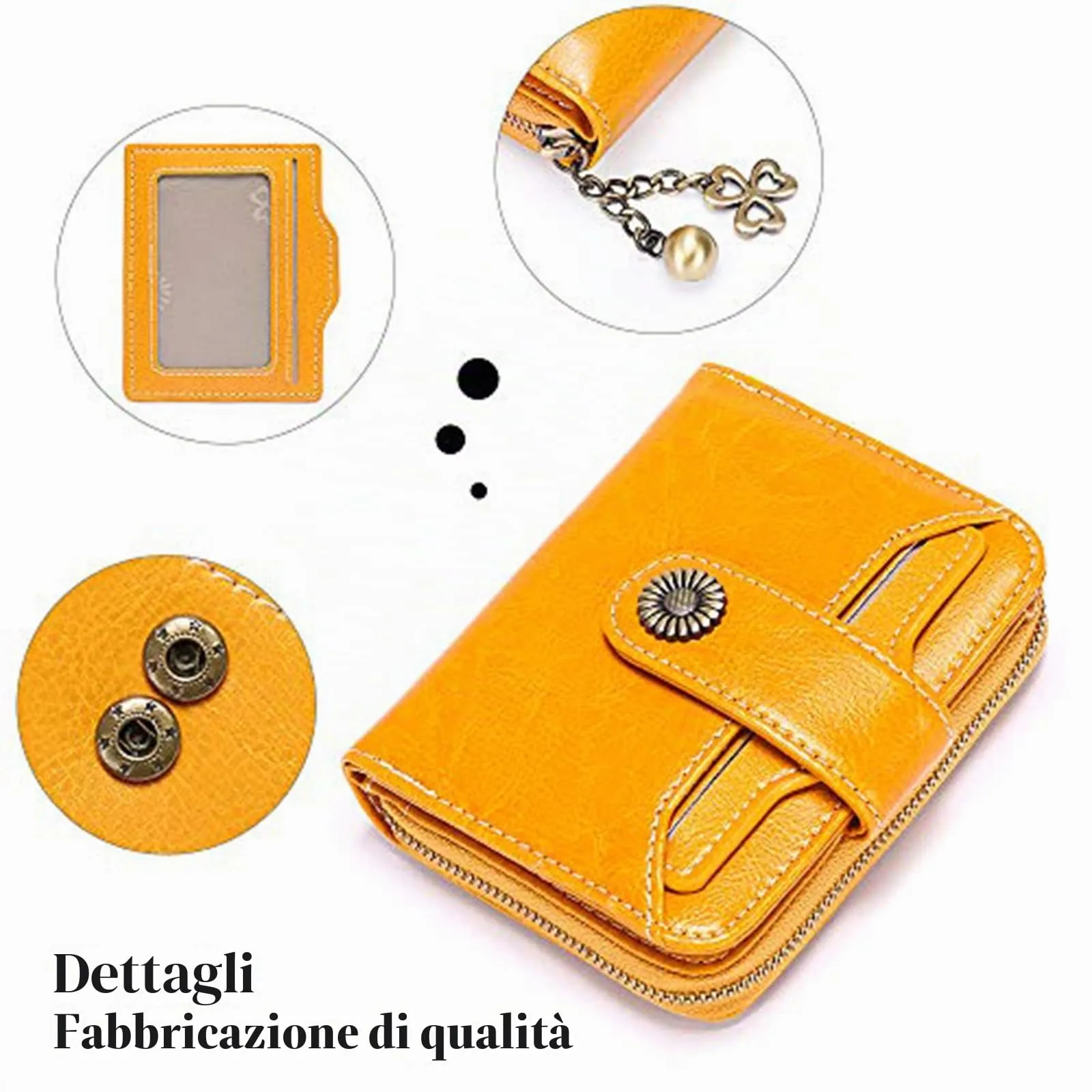 SENDEFN Portafoglio Donna in Pelle Vegana con Blocco RFID, 8 Scomparti per Carte, 2 Finestre di Identificazione e Tasca con Cerniera - immagine 5