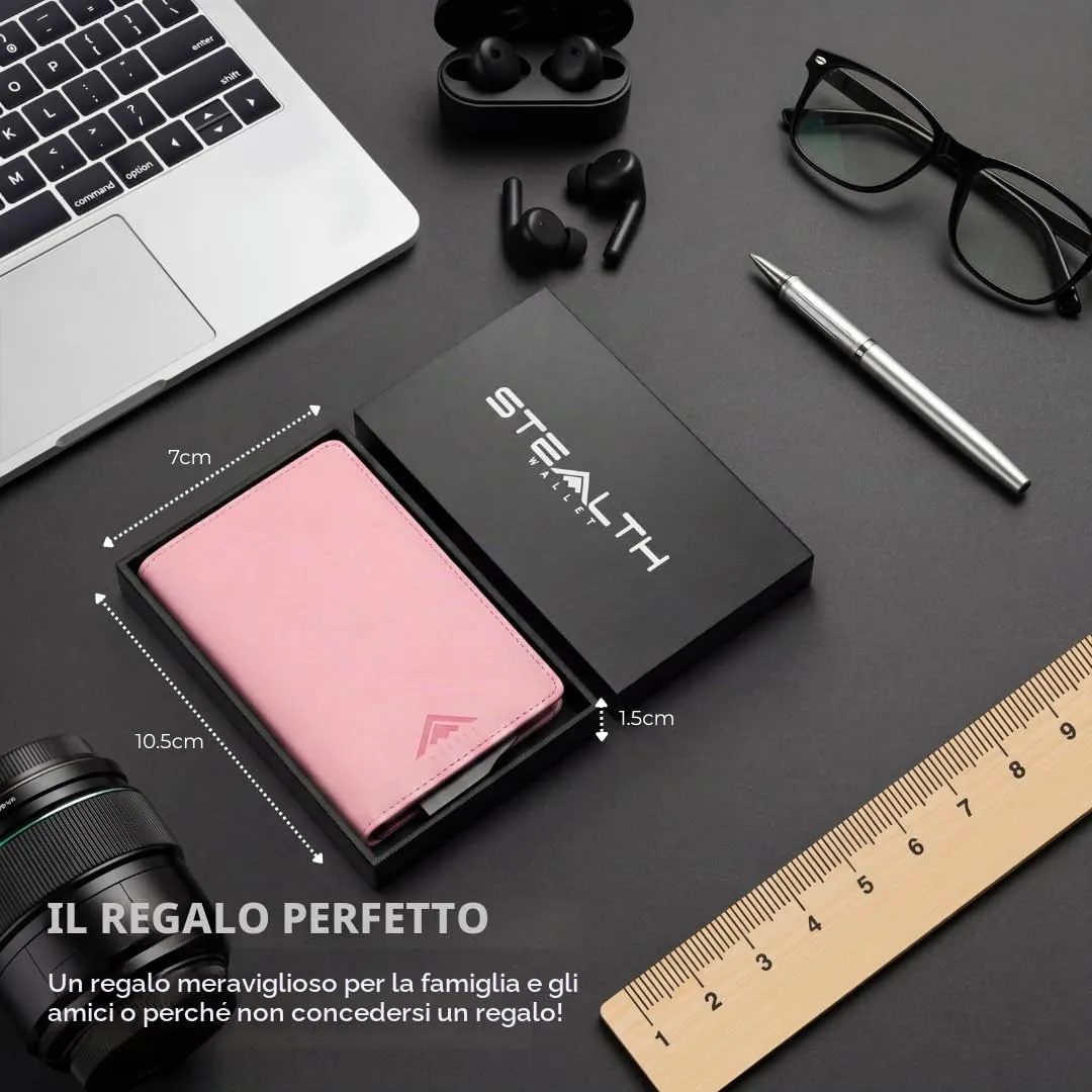 Stealth Wallet Portafoglio Portacarte RFID/NFC Pop-Up Rosa da Donna - immagine 3