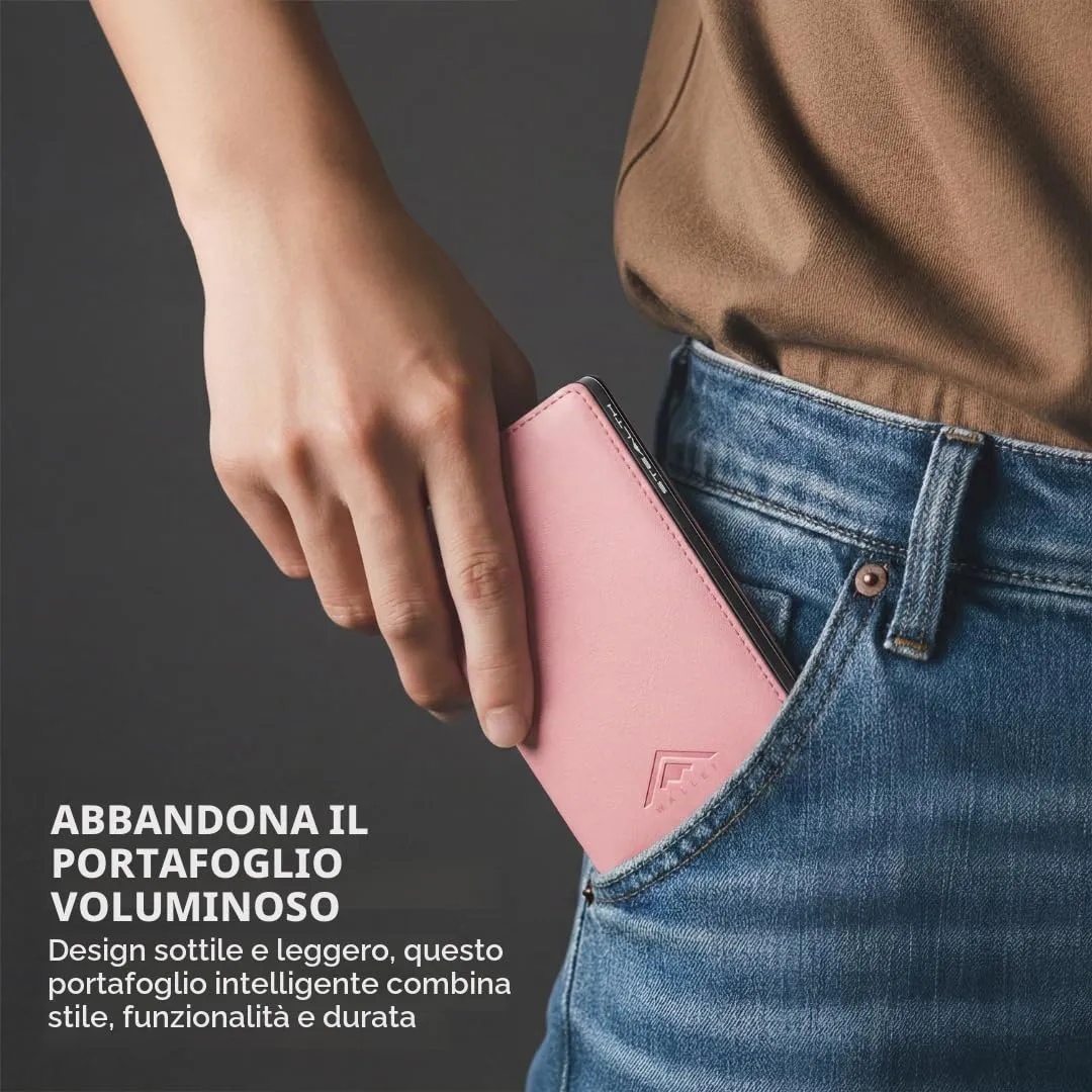Stealth Wallet Portafoglio Portacarte RFID/NFC Pop-Up Rosa da Donna - immagine 6