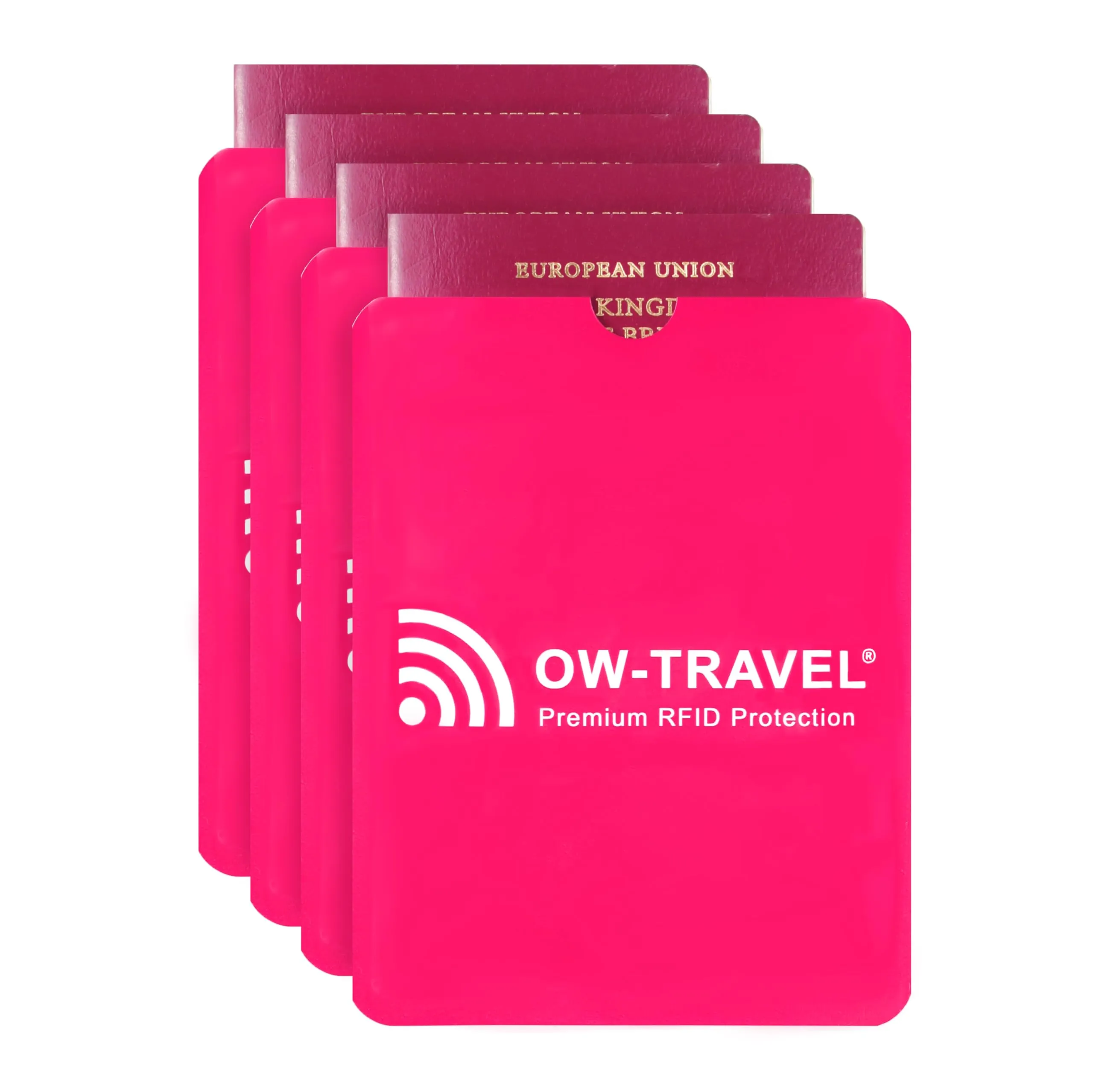 OW-Travel Custodia Passaporto Blocco RFID NFC, 4 Pezzi, Rosa - immagine 1