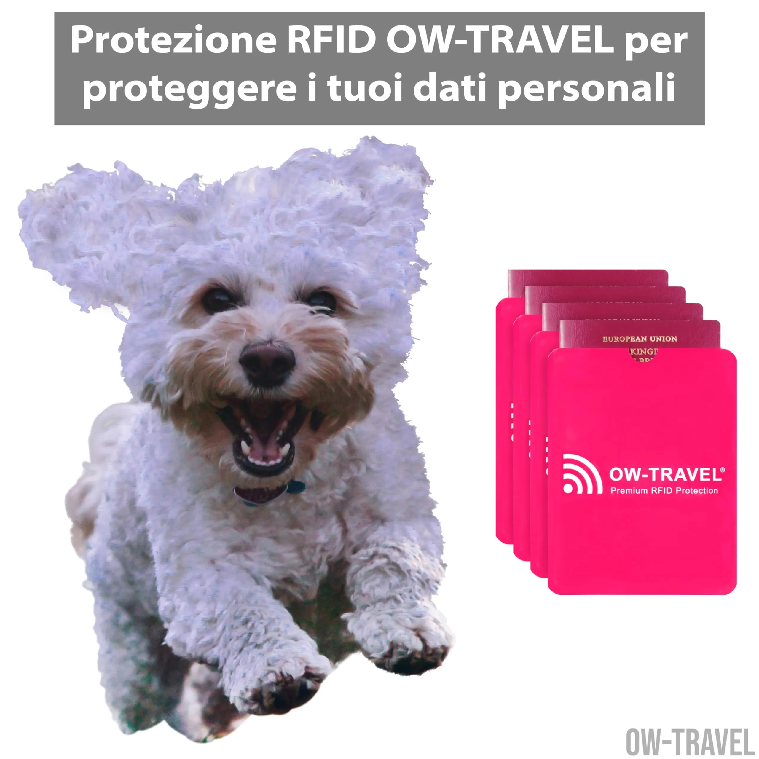 OW-Travel Custodia Passaporto Blocco RFID NFC, 4 Pezzi, Rosa - immagine 2