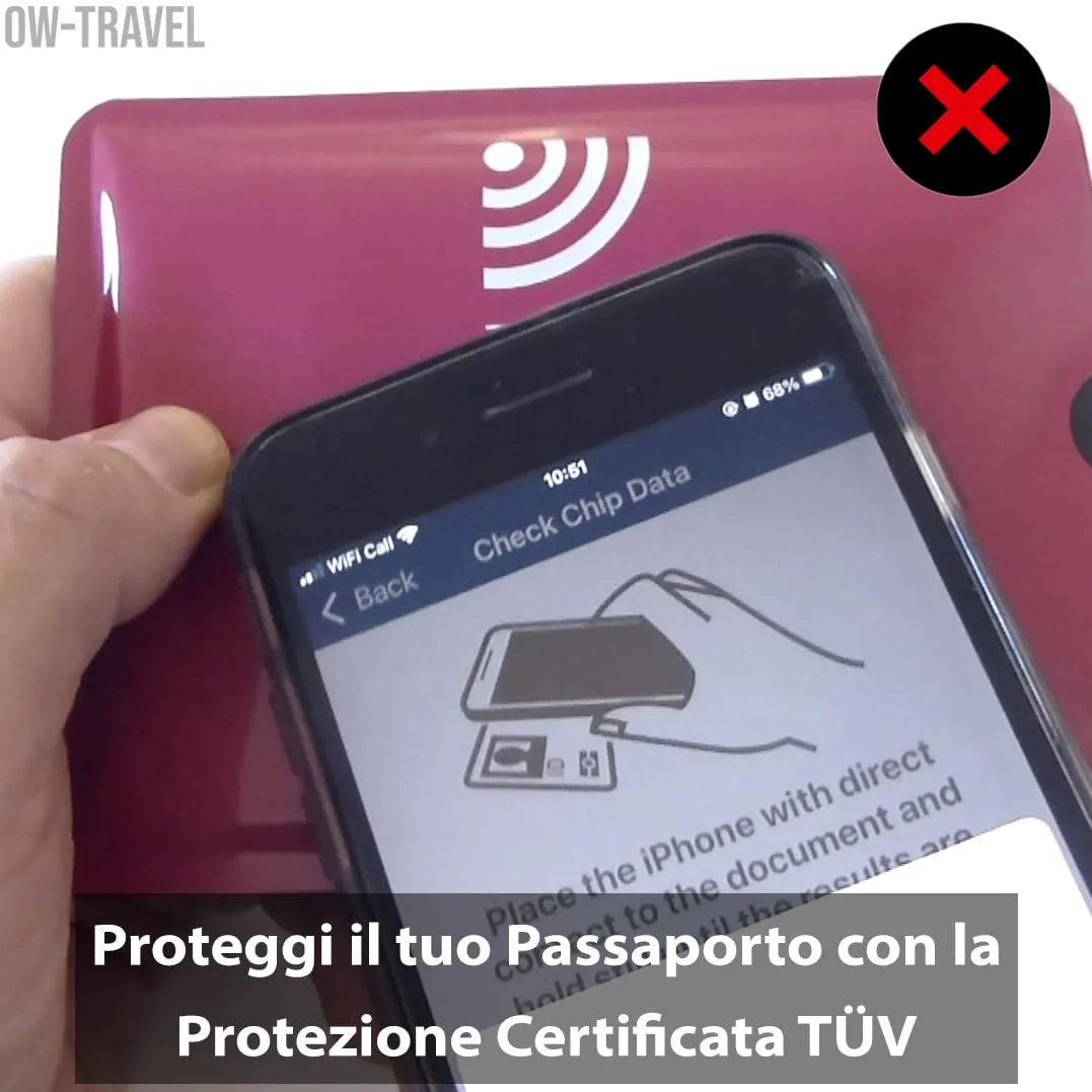OW-Travel Custodia Passaporto Blocco RFID NFC, 4 Pezzi, Rosa - immagine 6