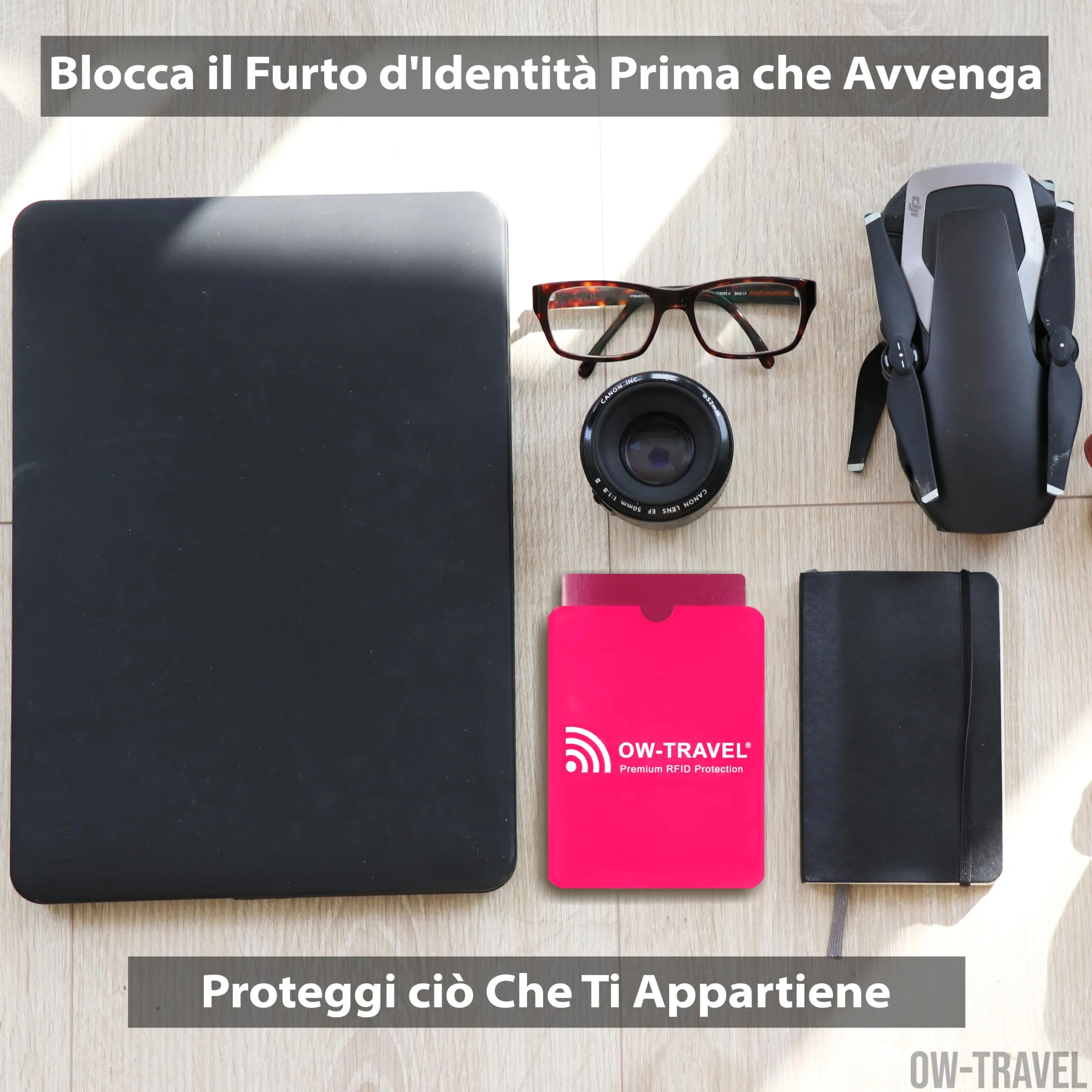 OW-Travel Custodia Passaporto Blocco RFID NFC, 4 Pezzi, Rosa - immagine 7