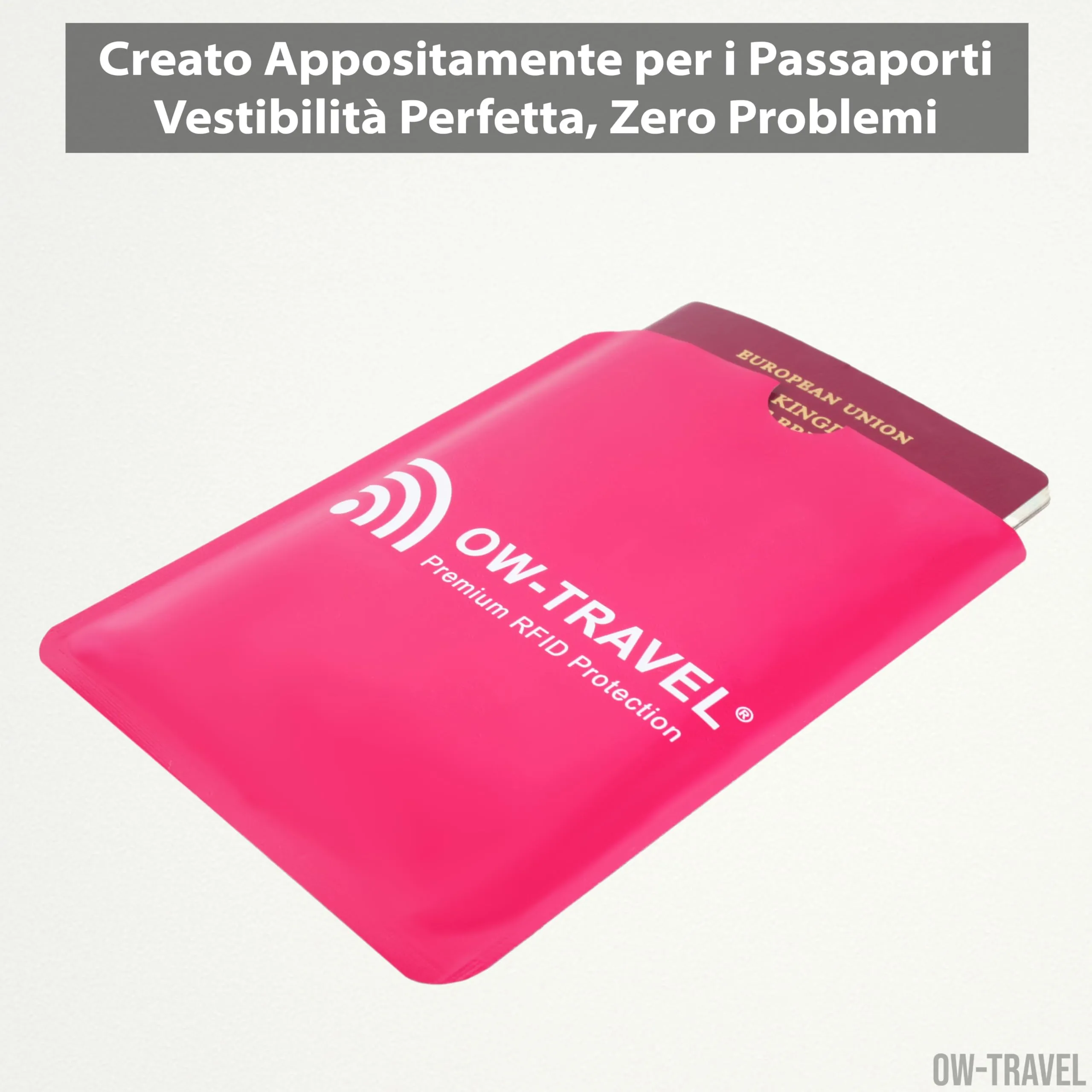 OW-Travel Custodia Passaporto Blocco RFID NFC, 4 Pezzi, Rosa - immagine 8