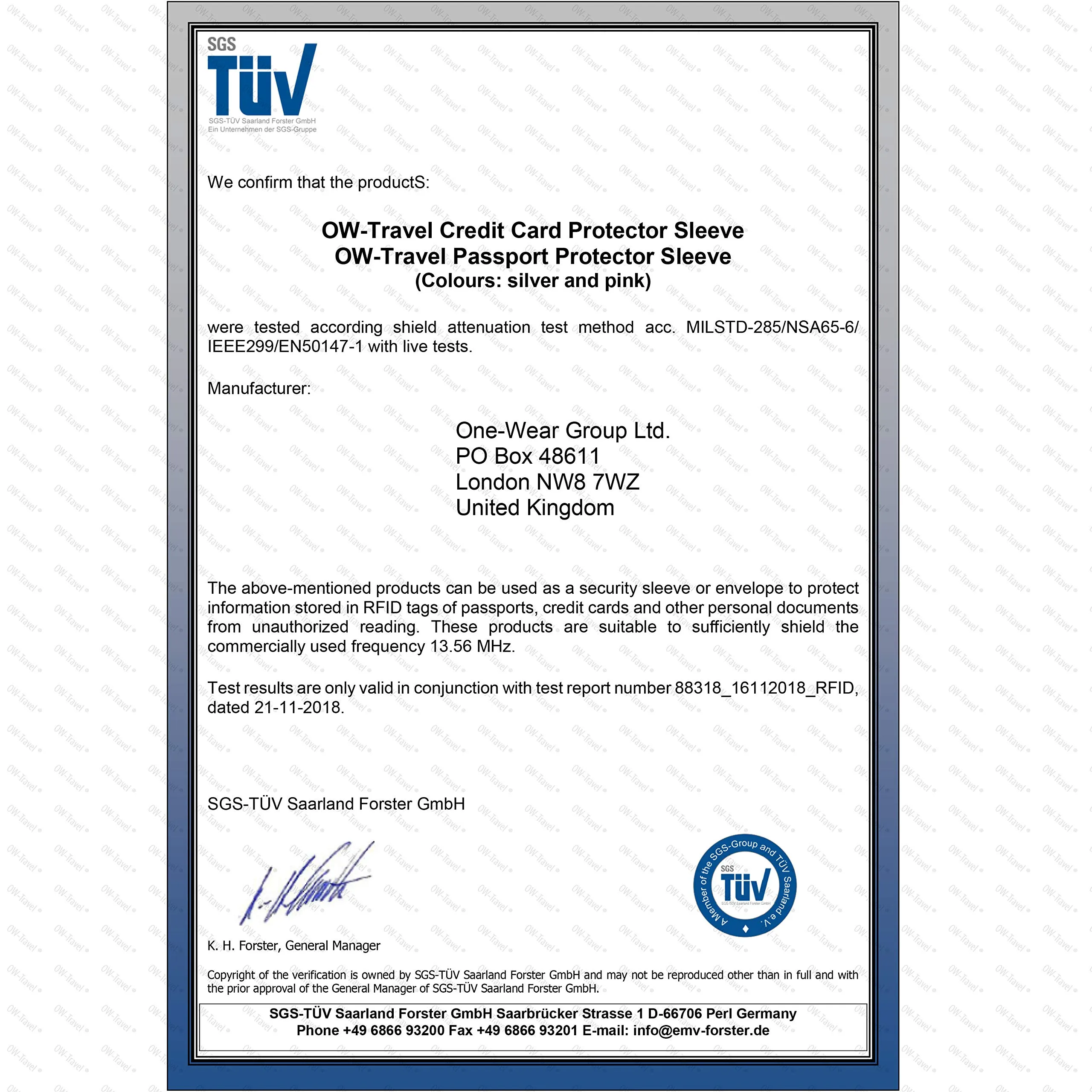 OW-Travel Custodie Blocco RFID per Carte di Credito, Debito e Passaporto, Isolamento Chip Contactless e NFC (5 Pezzi) - immagine 2