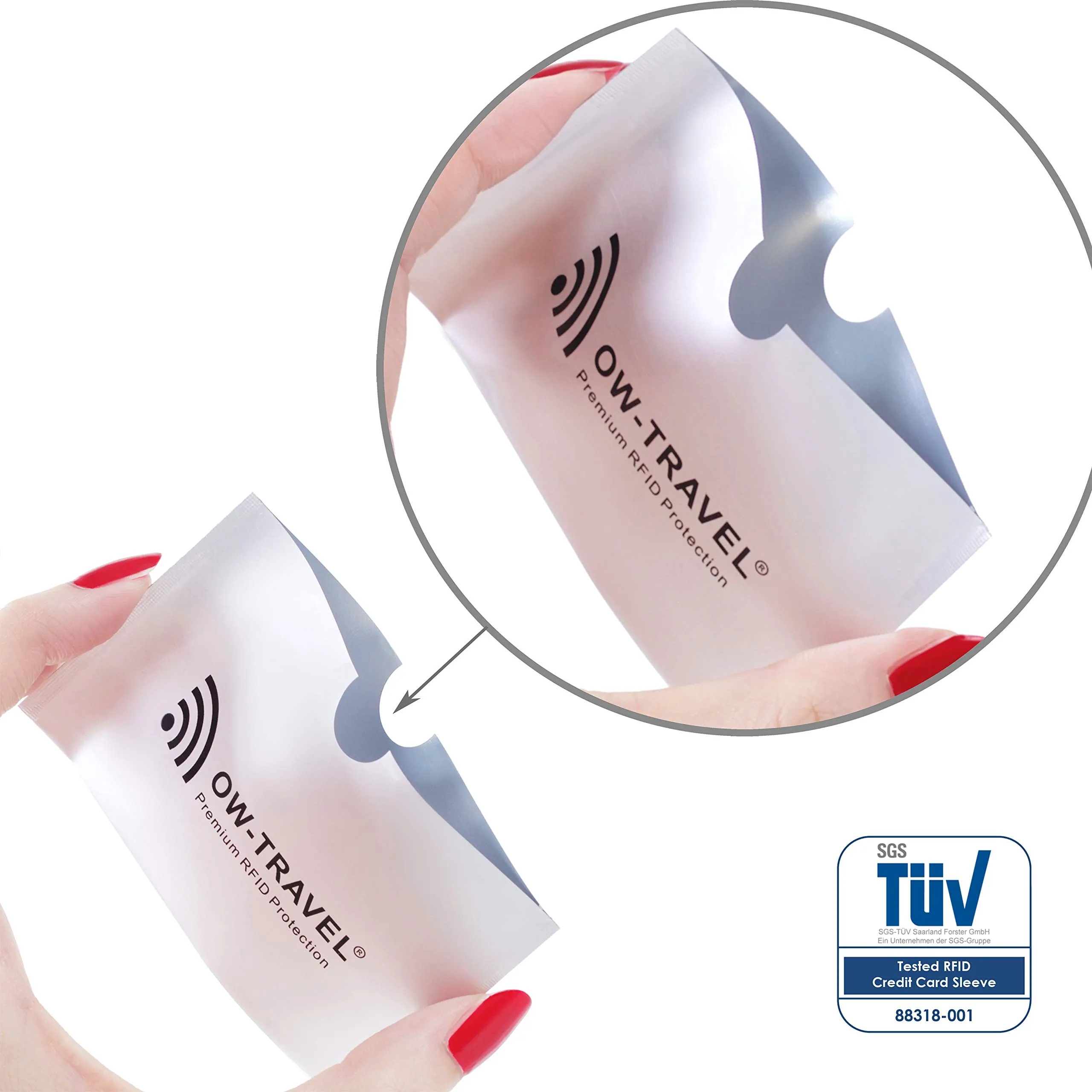 OW-Travel Custodie Blocco RFID per Carte di Credito, Debito e Passaporto, Isolamento Chip Contactless e NFC (5 Pezzi) - immagine 7