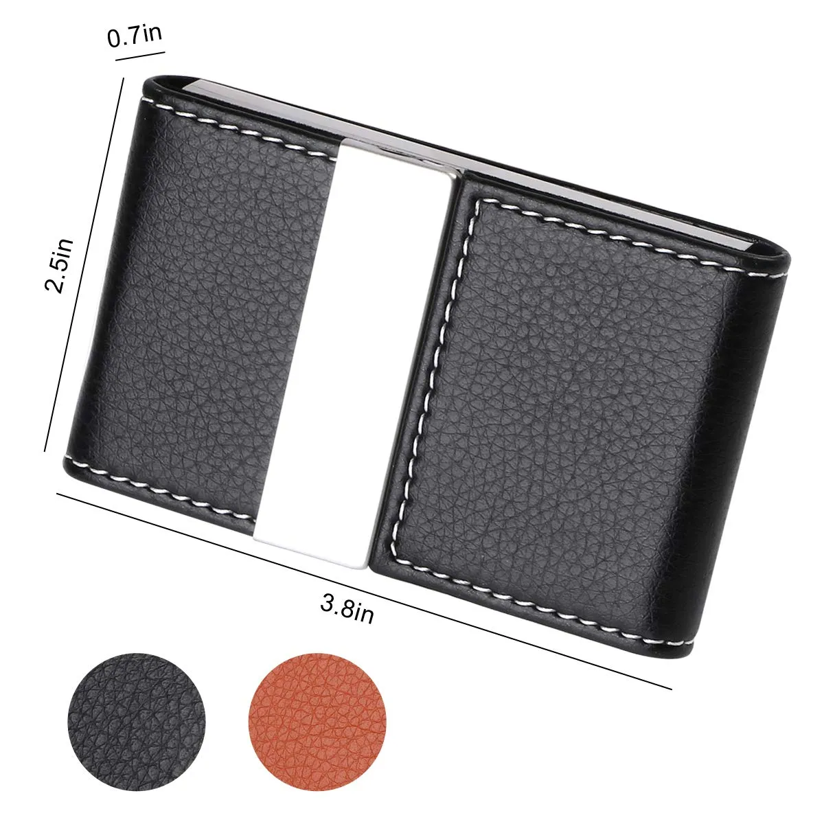 flintronic Porta Carte di Credito in Acciaio Inossidabile e Pelle PU, Slim e Tascabile, Nero - immagine 3