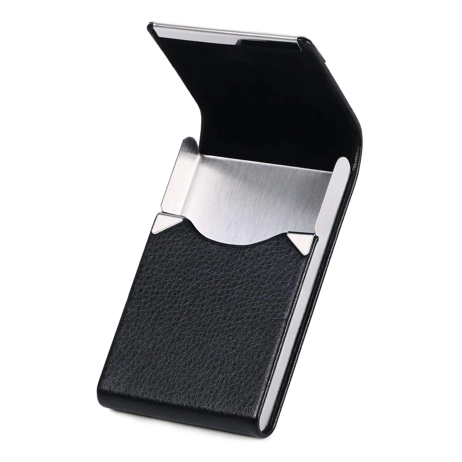 flintronic Porta biglietti da visita in pelle PU e acciaio inox con chiusura magnetica - immagine 1