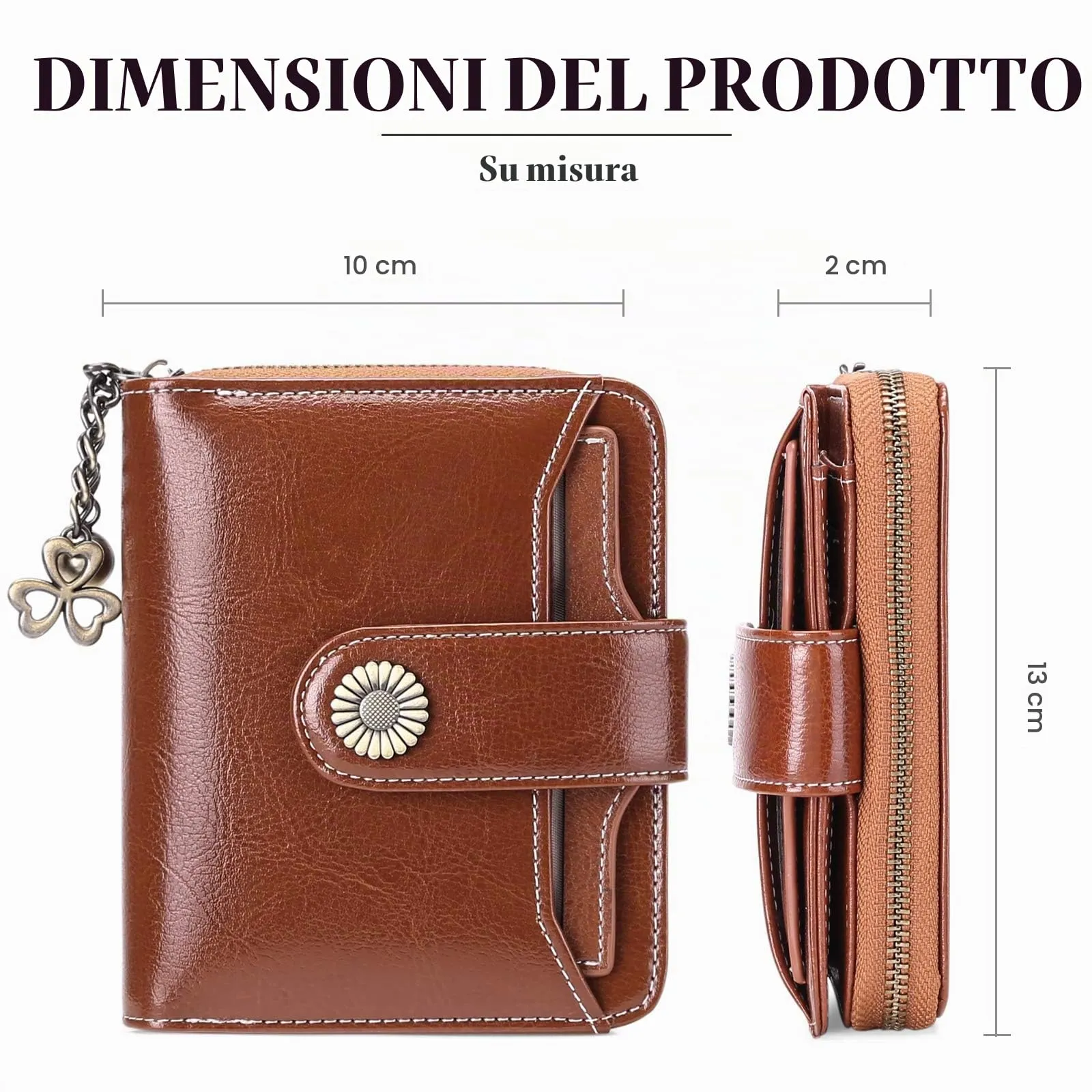 SENDEFN Portafoglio Donna in Pelle Vegana con Blocco RFID, 8 Scomparti per Carte, 2 Finestre di Identificazione e Tasca con Cerniera - immagine 3