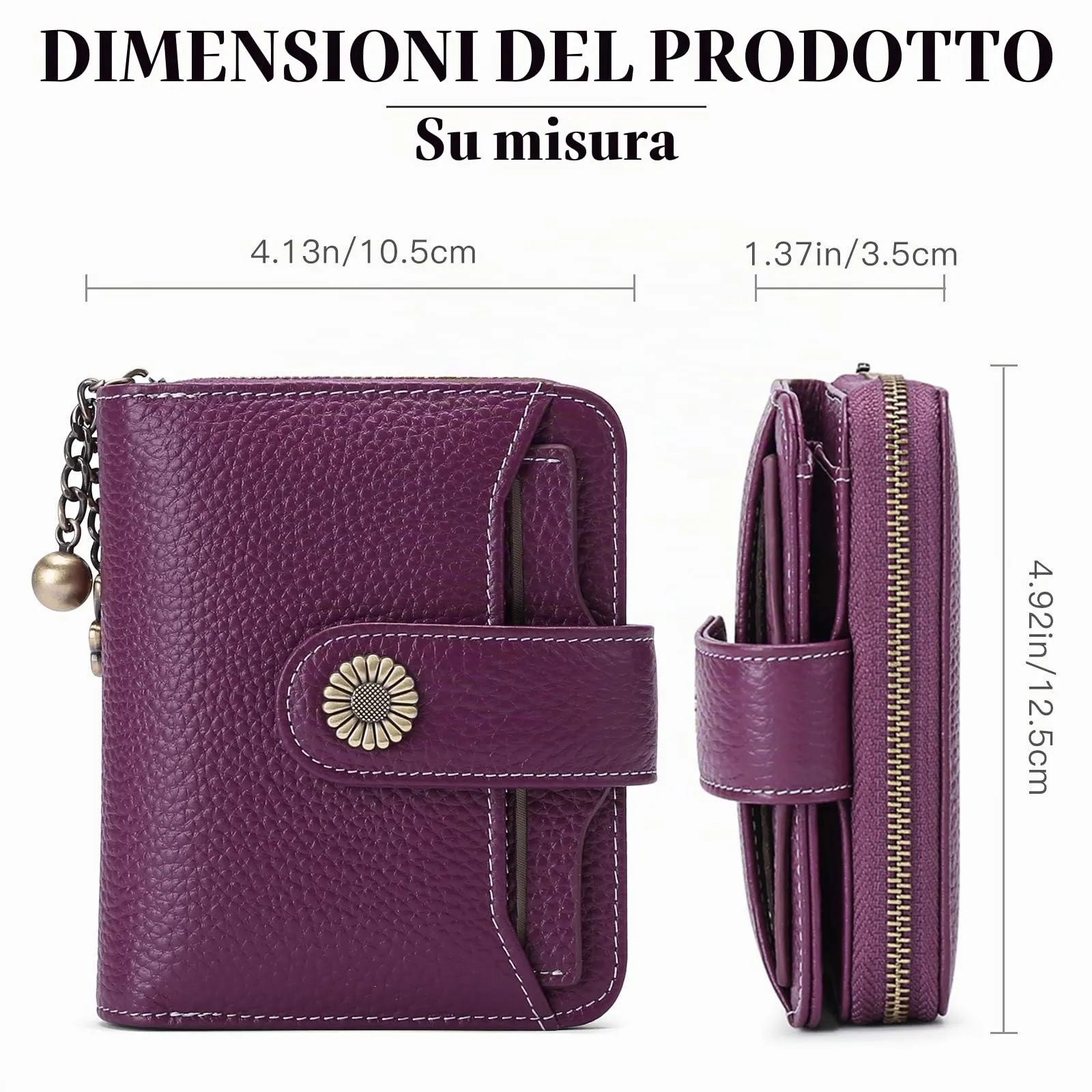 SENDEFN Portafoglio Donna in Pelle Vegana con Blocco RFID, 8 Scomparti per Carte, 2 Finestre di Identificazione e Tasca con Cerniera - immagine 2