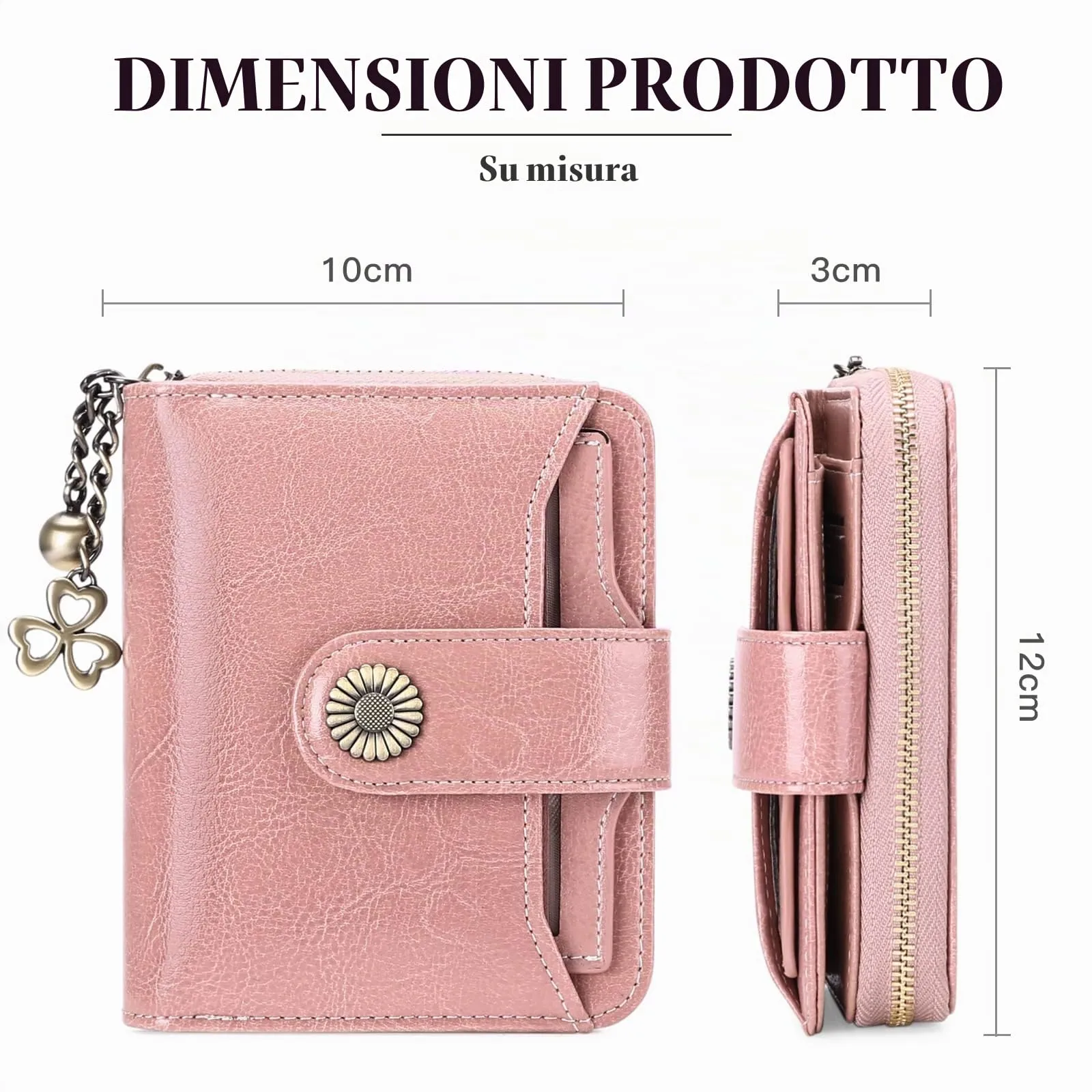 SENDEFN Portafoglio Donna in Pelle Vegana con Blocco RFID, 8 Scomparti per Carte, 2 Finestre di Identificazione e Tasca con Cerniera - immagine 7