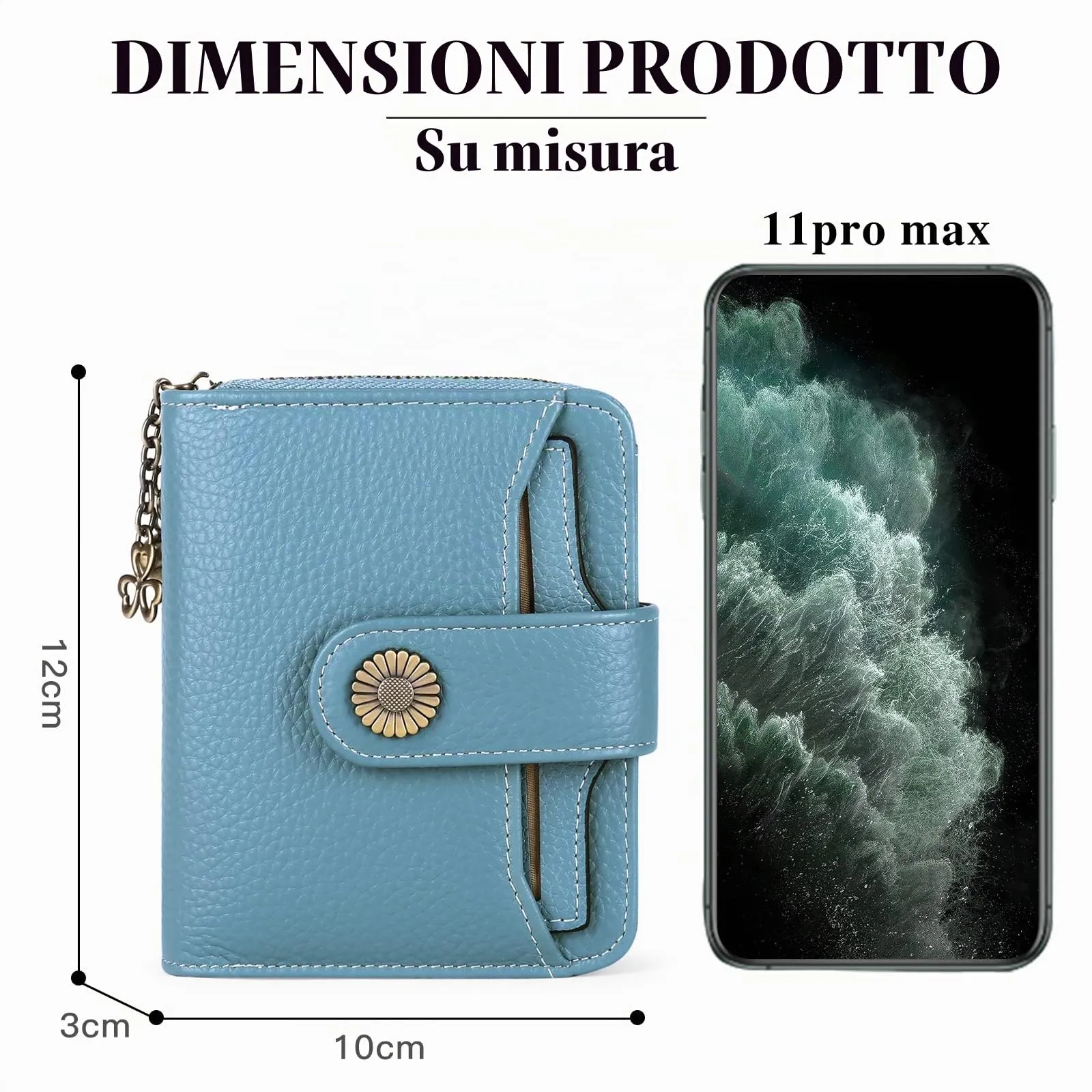 SENDEFN Portafoglio Donna in Vera Pelle con Blocco RFID, 8 Scomparti per Carte, 2 Finestre di Identificazione e Tasca con Cerniera - immagine 6