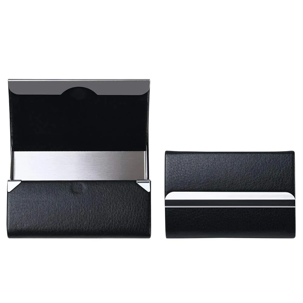 flintronic Porta Carte di Credito in Acciaio Inossidabile e Pelle PU, Portafoglio Slim Nero - immagine 4