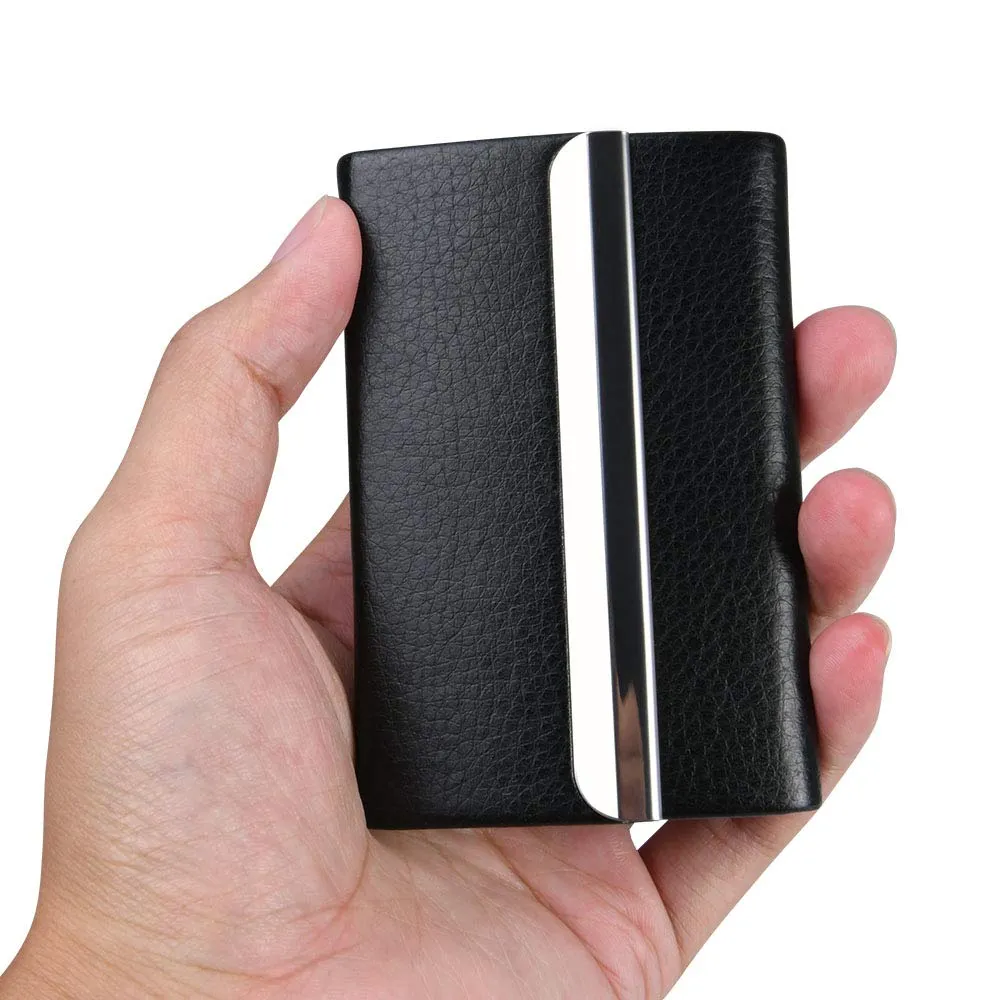 flintronic Porta Carte di Credito in Acciaio Inossidabile e Pelle PU, Portafoglio Slim Nero - immagine 6