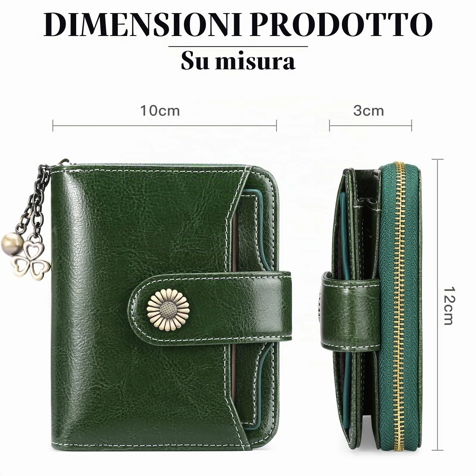 SENDEFN Portafoglio Donna in Pelle Vegana con Blocco RFID, 8 Scomparti per Carte, 2 Finestre ID e Tasca con Cerniera - immagine 6