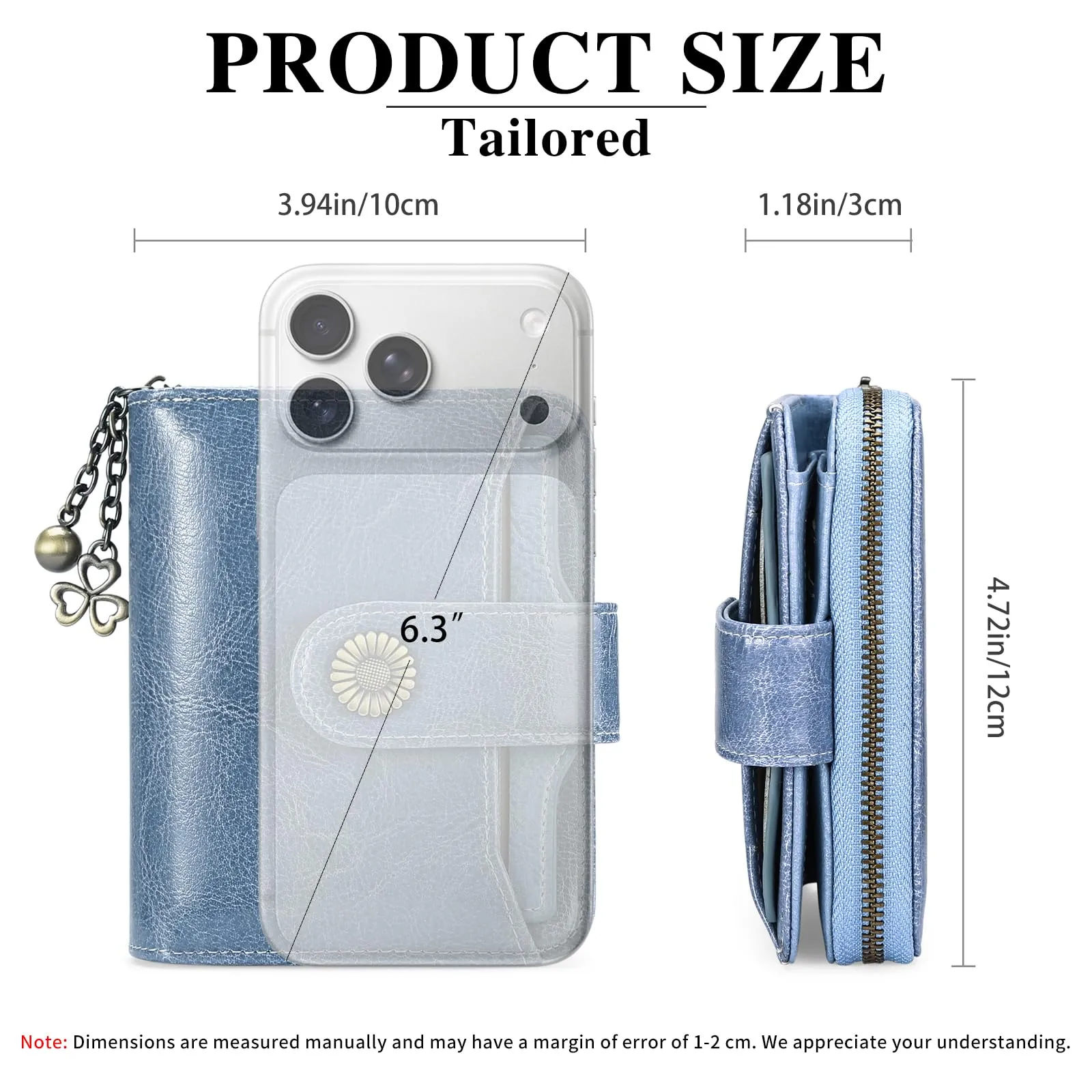 SENDEFN Portafoglio Donna in Vera Pelle con Blocco RFID, 8 Scomparti per Carte, 2 Finestre di Identità e Tasca con Cerniera - immagine 7