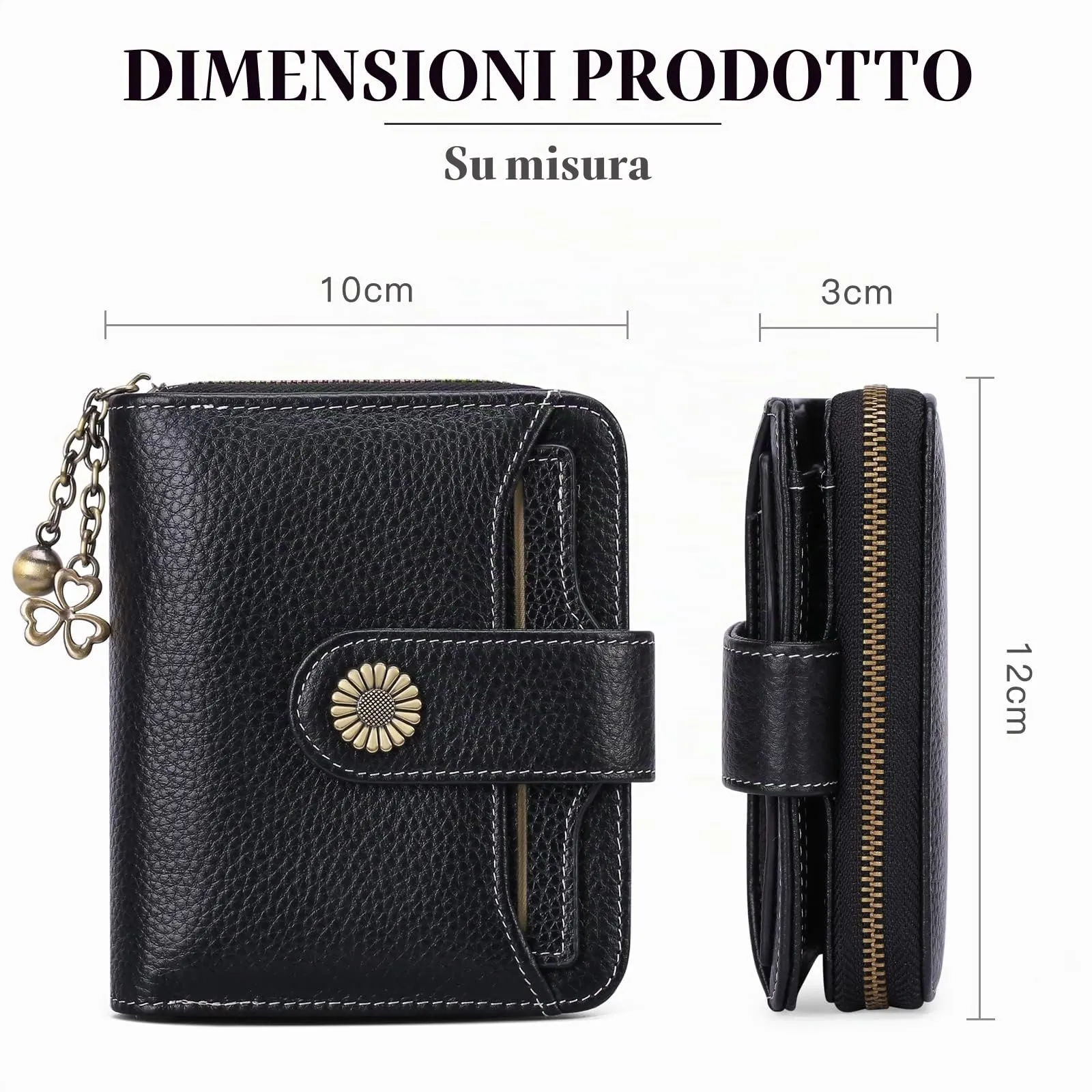 SENDEFN Portafoglio Donna in Pelle Vegana con Blocco RFID, 8 Scomparti per Carte, 2 Finestre ID e Tasca con Cerniera - immagine 2