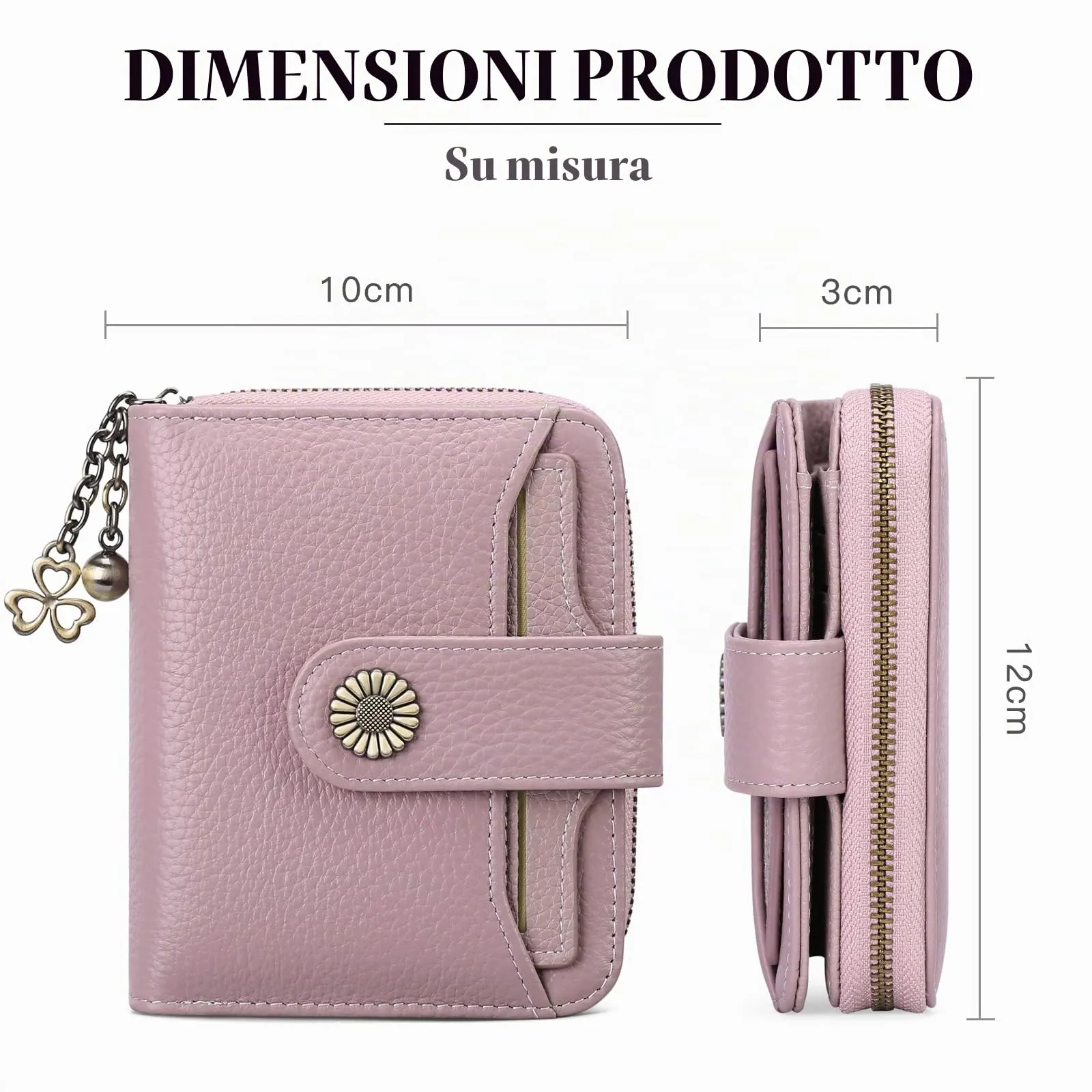SENDEFN Portafoglio Donna in Pelle Vegana con Blocco RFID, 8 Scomparti per Carte, 2 Finestre ID e Tasca con Cerniera - immagine 2