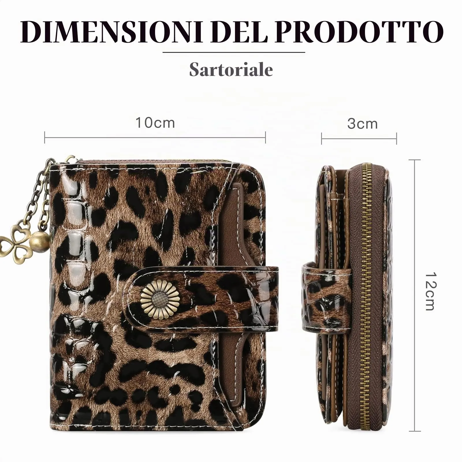 SENDEFN Portafoglio Donna in Pelle Vegana con Blocco RFID, 8 Scomparti per Carte, 2 Finestre di Identificazione e Tasca con Cerniera - immagine 3