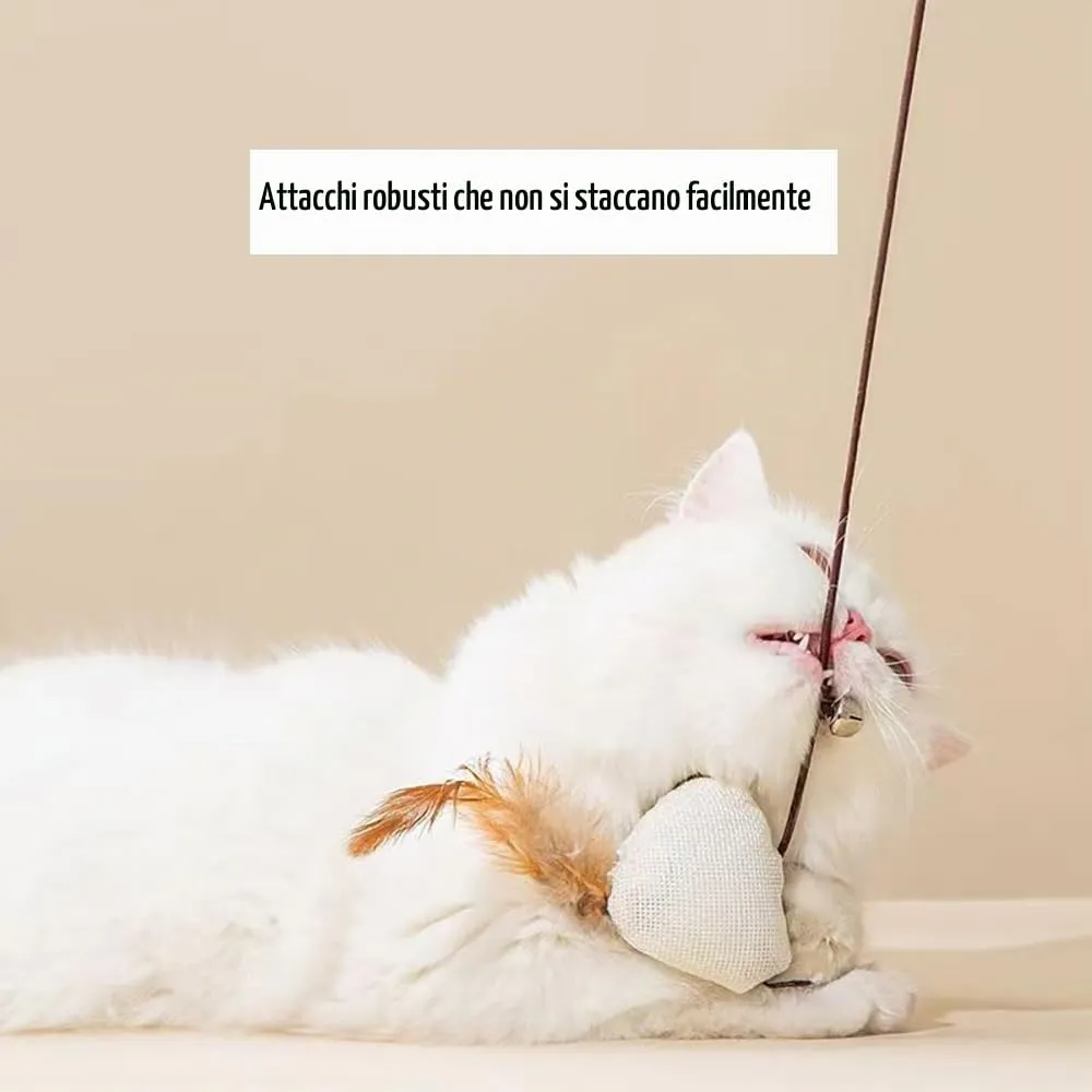 YINGLUOEU Giochi con Piume per Gatti Bacchette Retrattili, 4 Pezzi - immagine 2