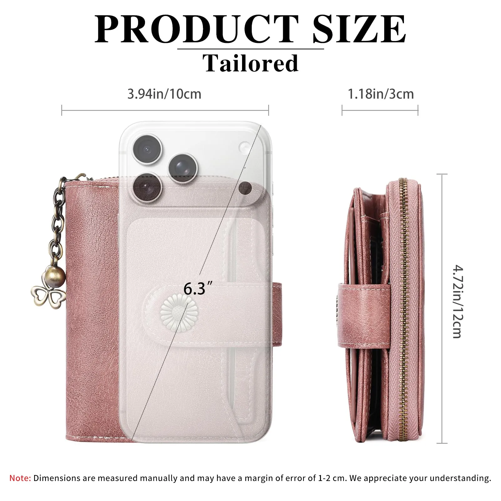 SENDEFN Portafoglio Donna in Pelle Vegana con Blocco RFID, Corto con 8 Scomparti per Carte, 2 Finestre ID e Tasca con Cerniera - immagine 2