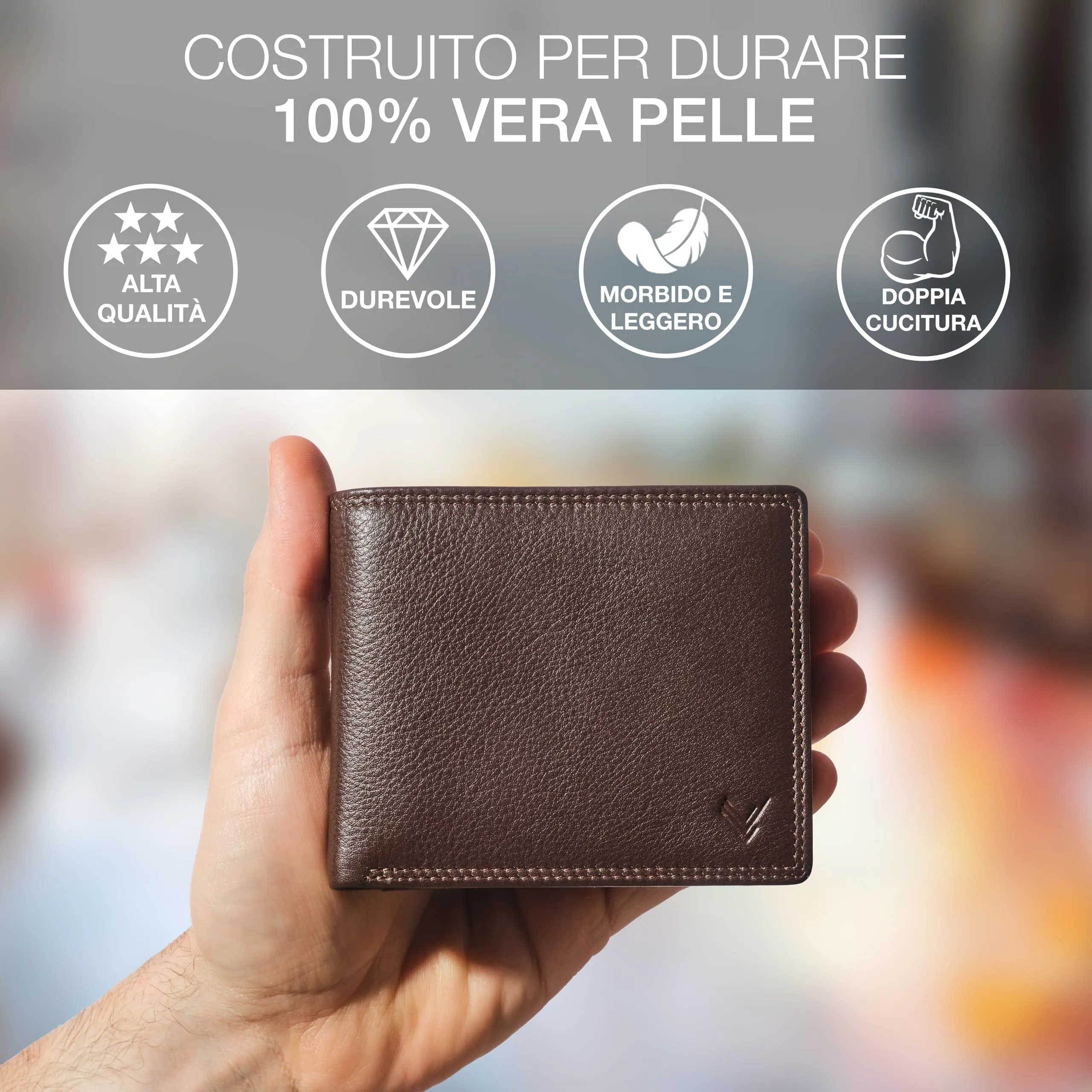 Lavalen Portafoglio Uomo in Pelle Vera RFID con Portamonete - immagine 2