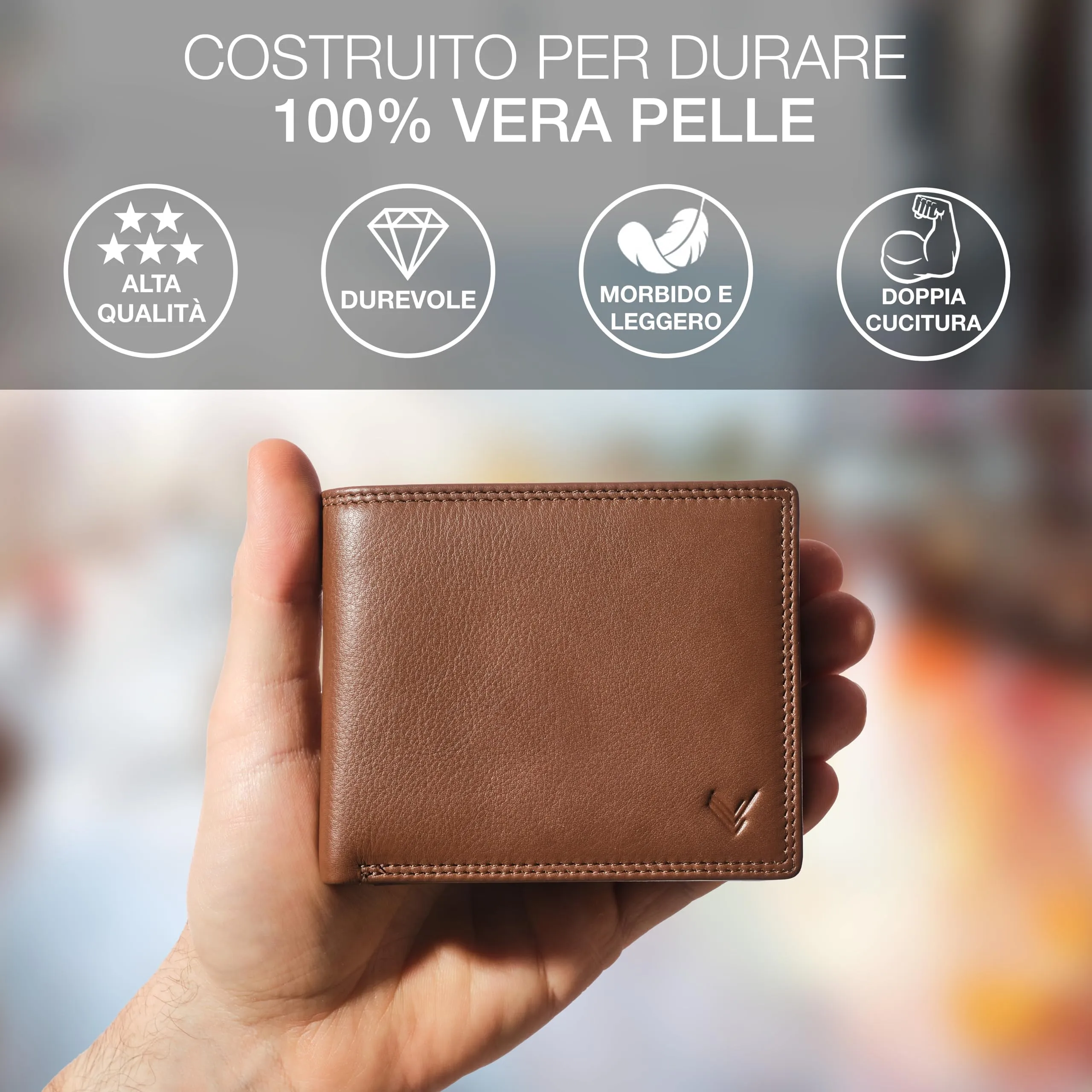 Lavalen Portafoglio Uomo in Pelle Vera RFID con Portamonete - immagine 2