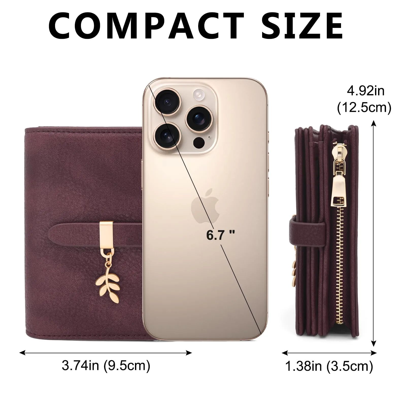 HNOOM Portafoglio Donna Piccolo in Pelle PU Slim con Protezione RFID, Cerniera Portamonete e 19 Slot per Carte (Rosso Vino) - immagine 7