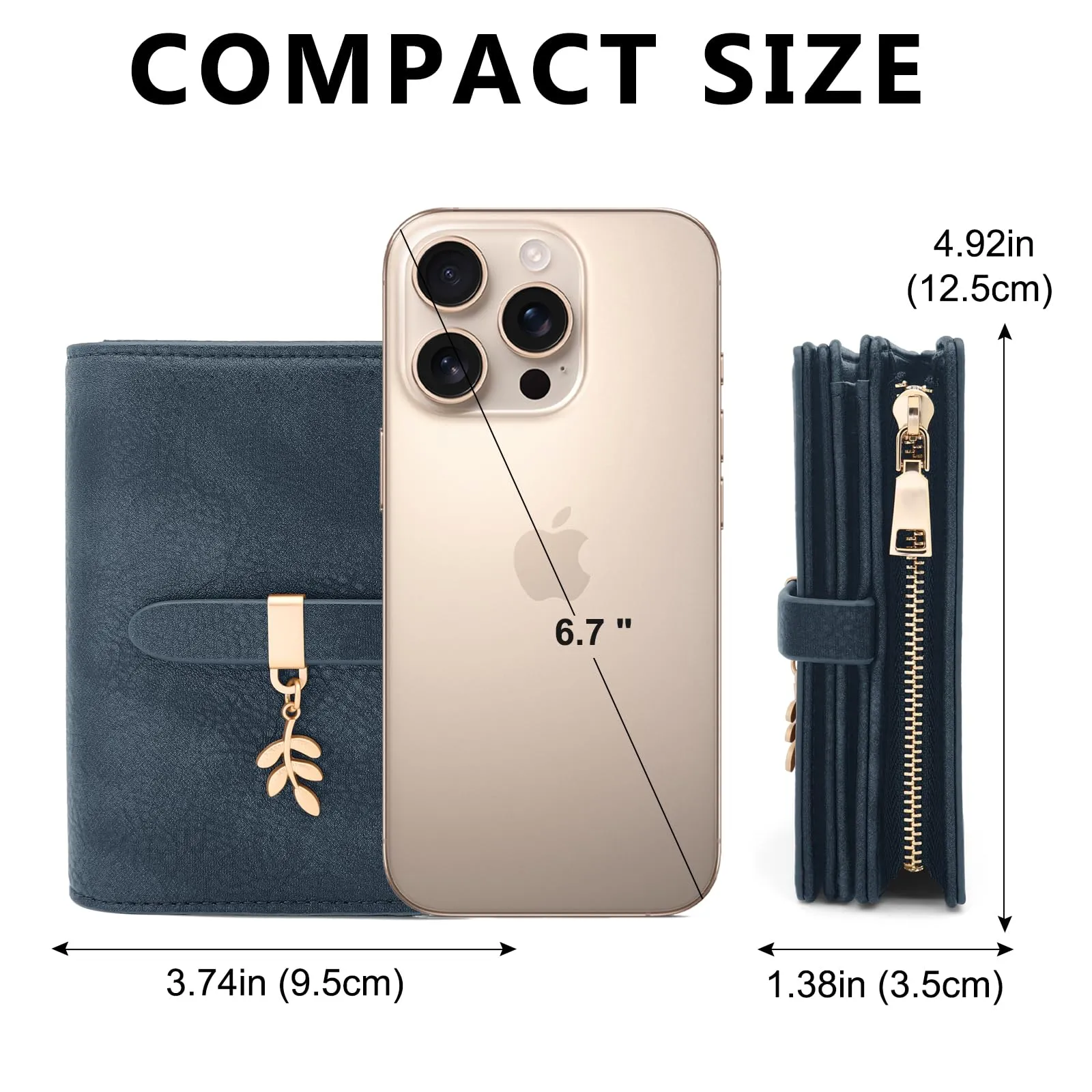 HNOOM Portafoglio Donna Piccolo in Pelle PU, Formato Corto con Protezione RFID, Cerniera Portamonete e 19 Slot per Carte (Blu) - immagine 7