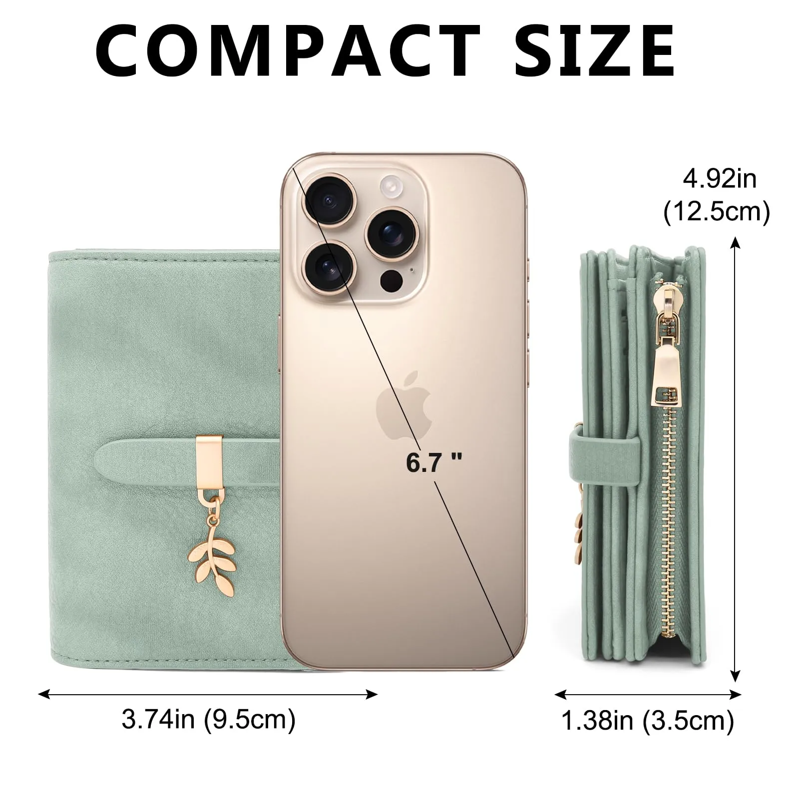 HNOOM Portafoglio Donna Piccolo in Pelle PU, Formato Corto con Protezione RFID, Portamonete con Cerniera e 19 Slot per Carte, Verde - immagine 7