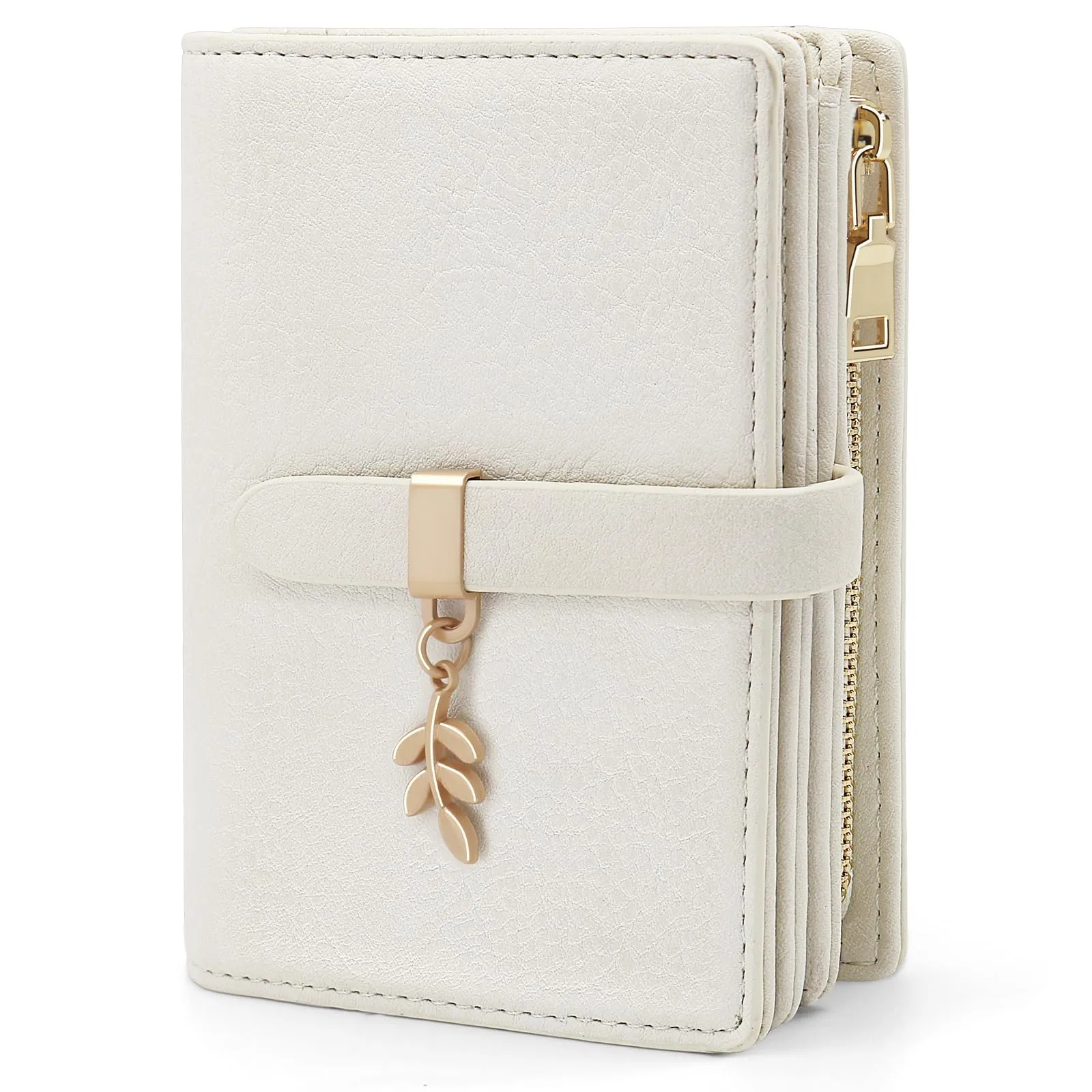 HNOOM Portafoglio Donna in Pelle PU Slim con Protezione RFID, Cerniera Portamonete e 19 Slot Carte, Beige - immagine 1