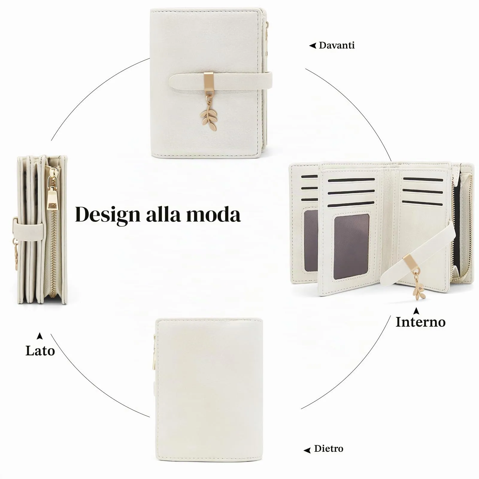 HNOOM Portafoglio Donna in Pelle PU Slim con Protezione RFID, Cerniera Portamonete e 19 Slot Carte, Beige - immagine 3