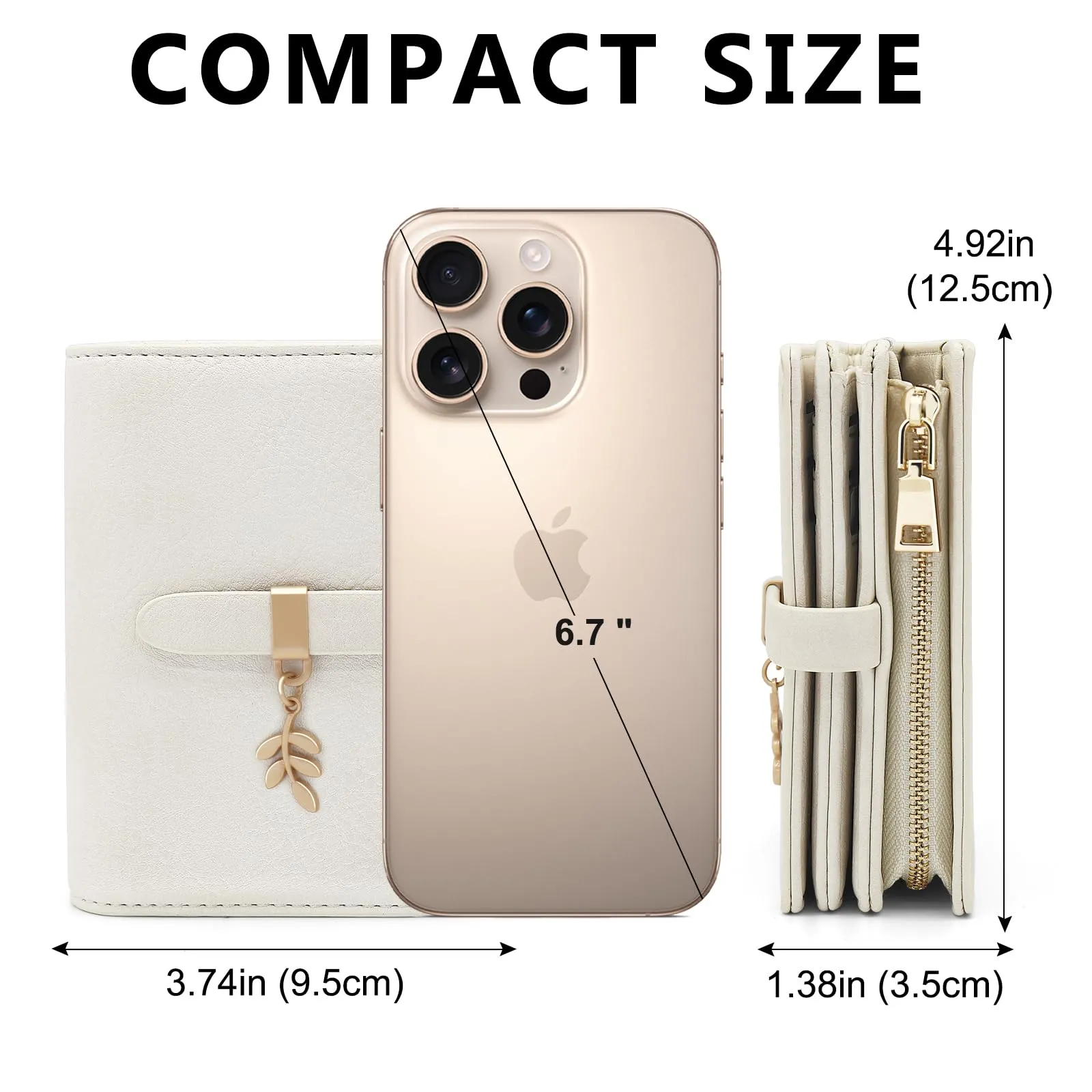 HNOOM Portafoglio Donna in Pelle PU Slim con Protezione RFID, Cerniera Portamonete e 19 Slot Carte, Beige - immagine 7