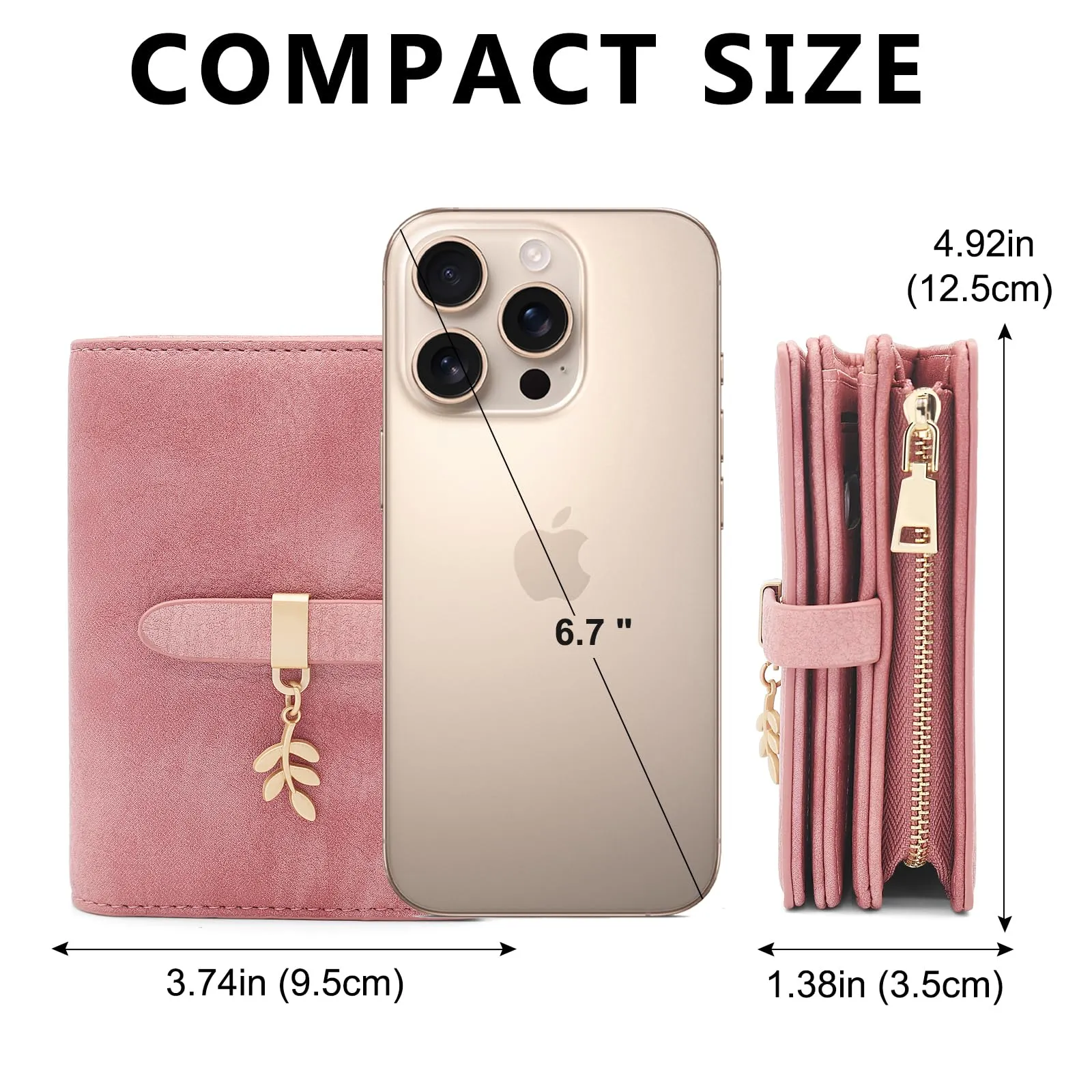 HNOOM Portafoglio Donna in Pelle PU Slim con Protezione RFID, Portamonete con Cerniera e 19 Porta Carte (Rosa) - immagine 7