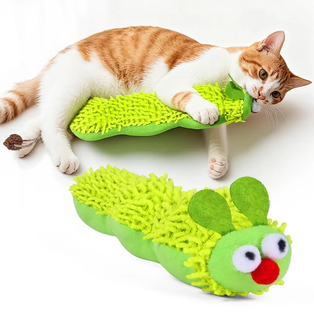 OSDUE Gioco per Gatti con Catnip a forma di Bruco, Peluche Interattivo per Masticare e Cura Dentale - immagine 1
