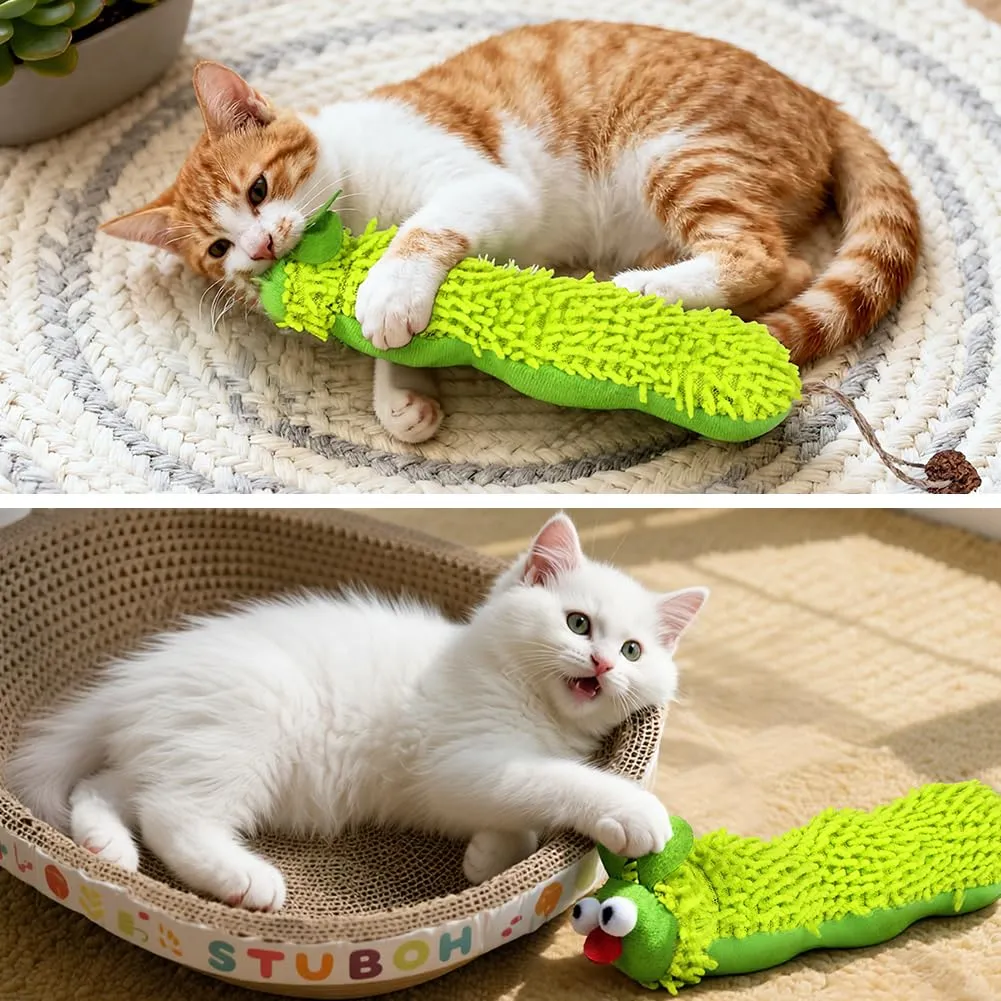 OSDUE Gioco per Gatti con Catnip a forma di Bruco, Peluche Interattivo per Masticare e Cura Dentale - immagine 4