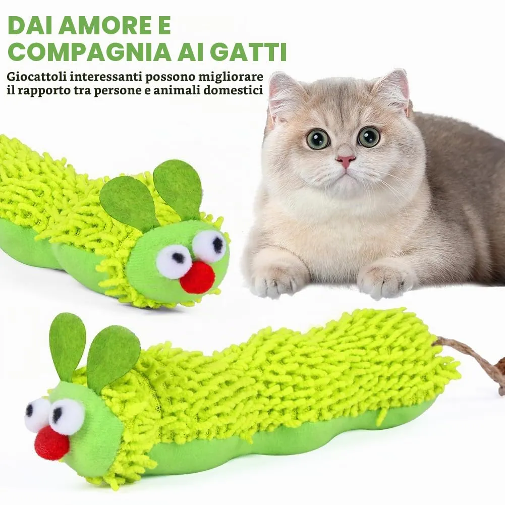 OSDUE Gioco per Gatti con Catnip a forma di Bruco, Peluche Interattivo per Masticare e Cura Dentale - immagine 5
