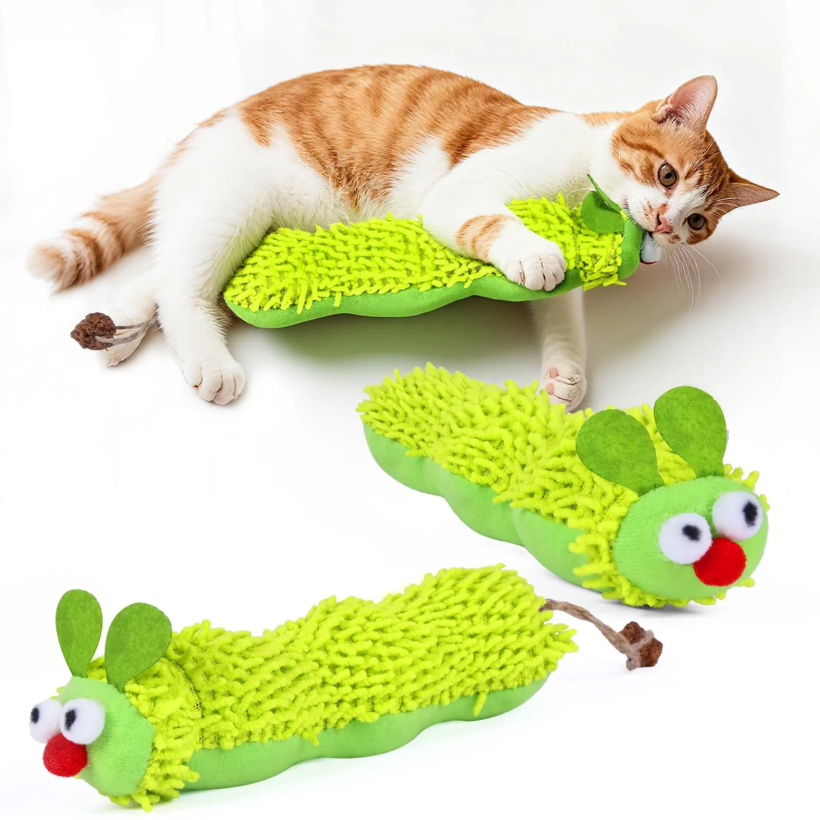 OSDUE Gioco per Gatti con Catnip a forma di Bruco, Peluche Interattivo per Masticare e Cura Dentale - immagine 8