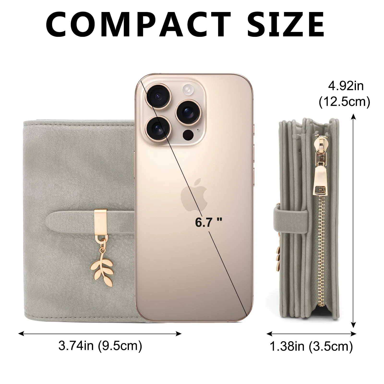 HNOOM Portafoglio Donna in Pelle PU Slim con Protezione RFID, Cerniera Portamonete e 19 Porta Carte (Grigio) - immagine 7