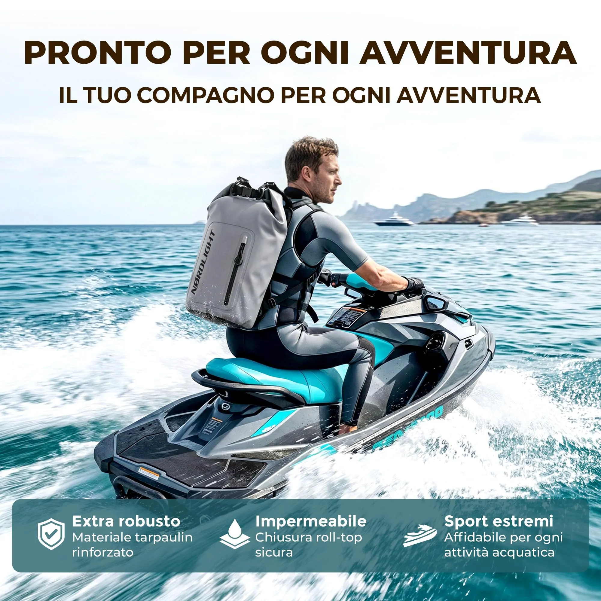 Nordlight Dry Bag 30L con Custodia per Cellulare - Navyblue - immagine 9