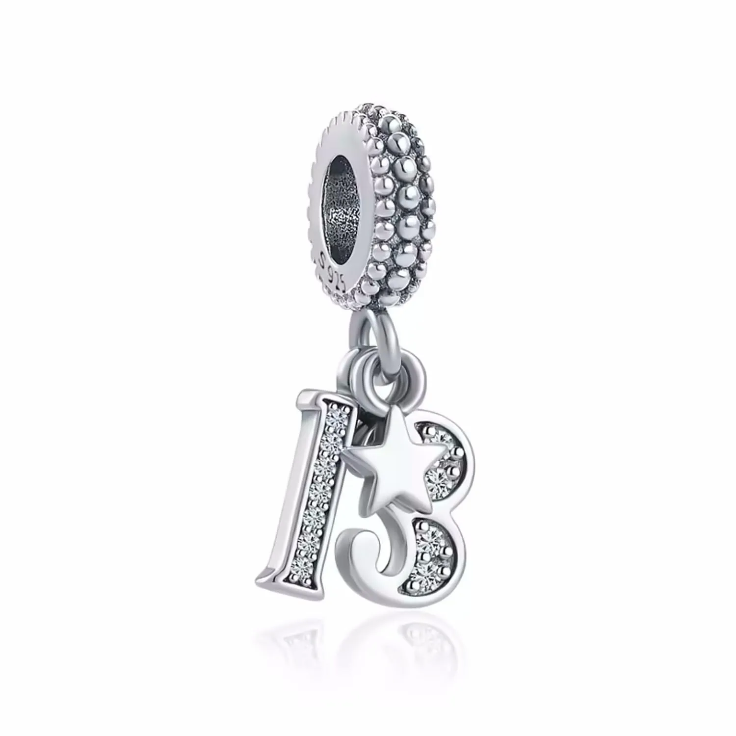 MariaFonte Charm Pendente Numero 13 in Argento Sterling e Zirconia Bianca - immagine 1