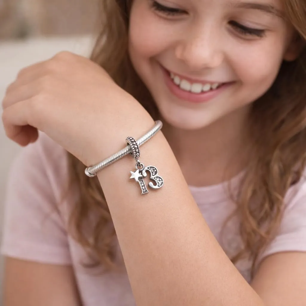 MariaFonte Charm Pendente Numero 13 in Argento Sterling e Zirconia Bianca - immagine 4