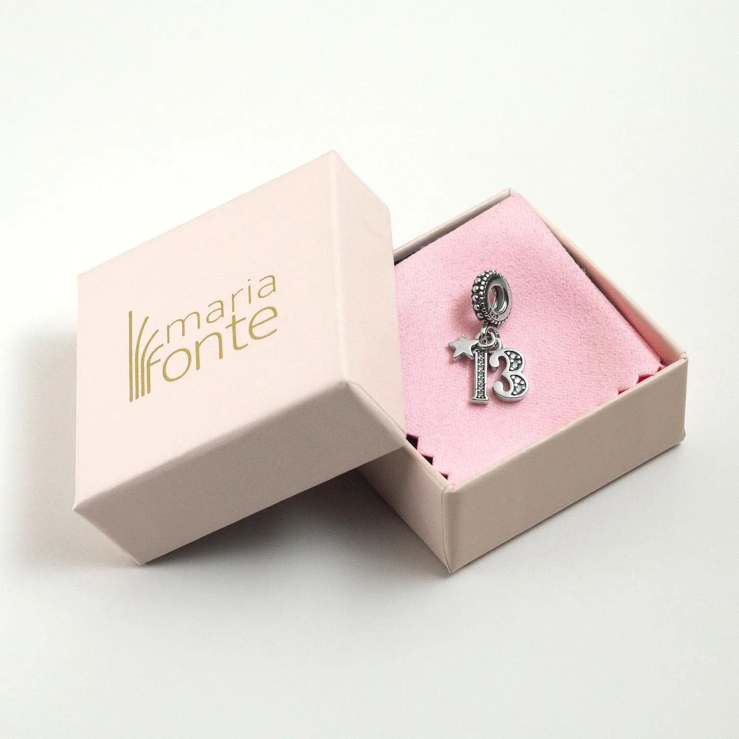 MariaFonte Charm Pendente Numero 13 in Argento Sterling e Zirconia Bianca - immagine 6