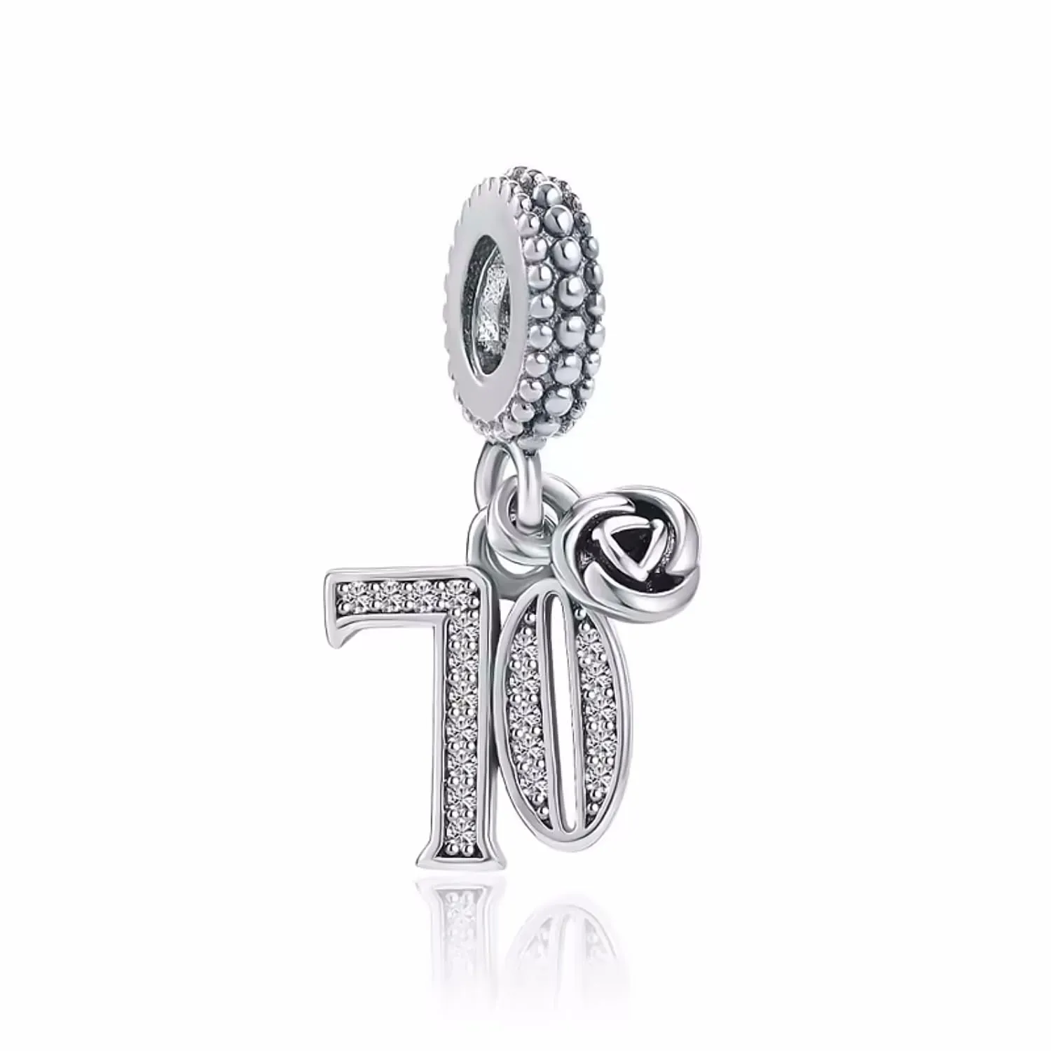 MariaFonte Ciondolo Charm Numero 70 in Argento Sterling e Zirconia Bianca - immagine 1
