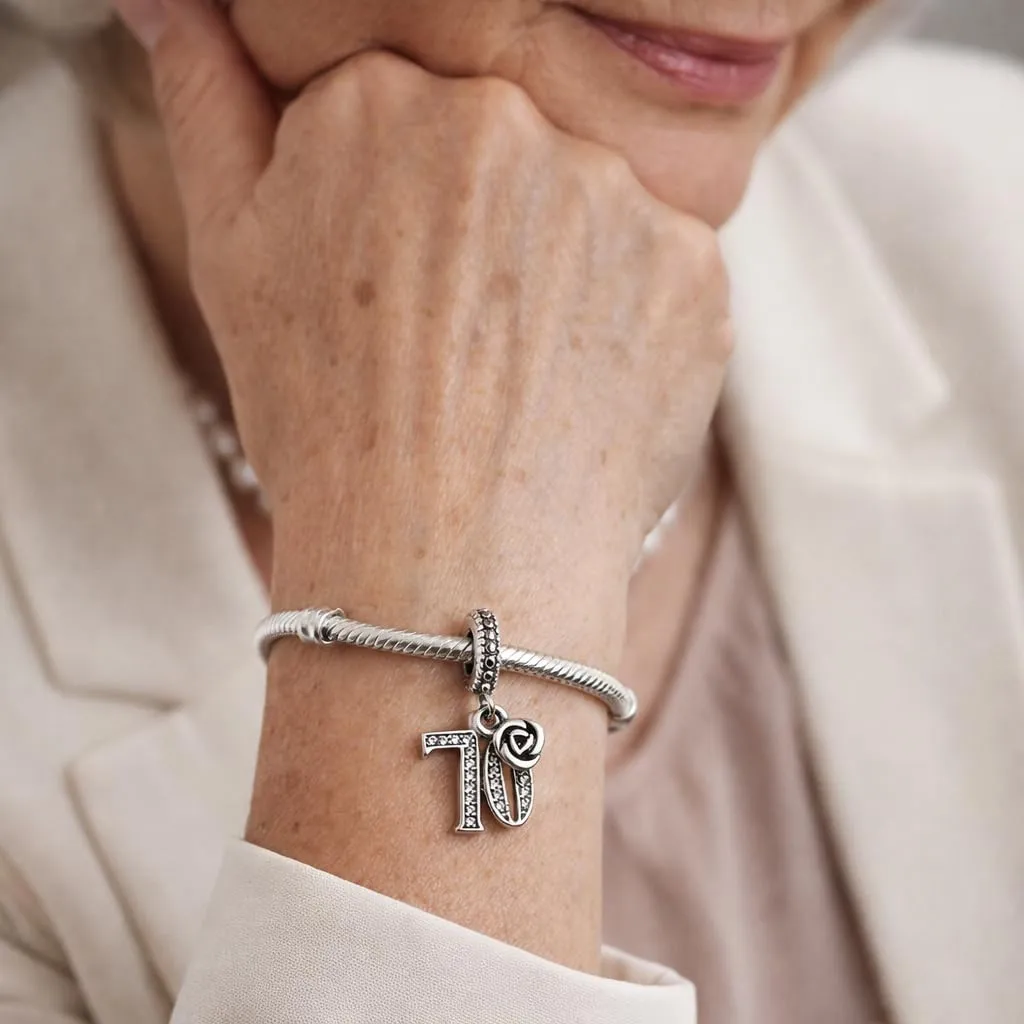 MariaFonte Ciondolo Charm Numero 70 in Argento Sterling e Zirconia Bianca - immagine 2