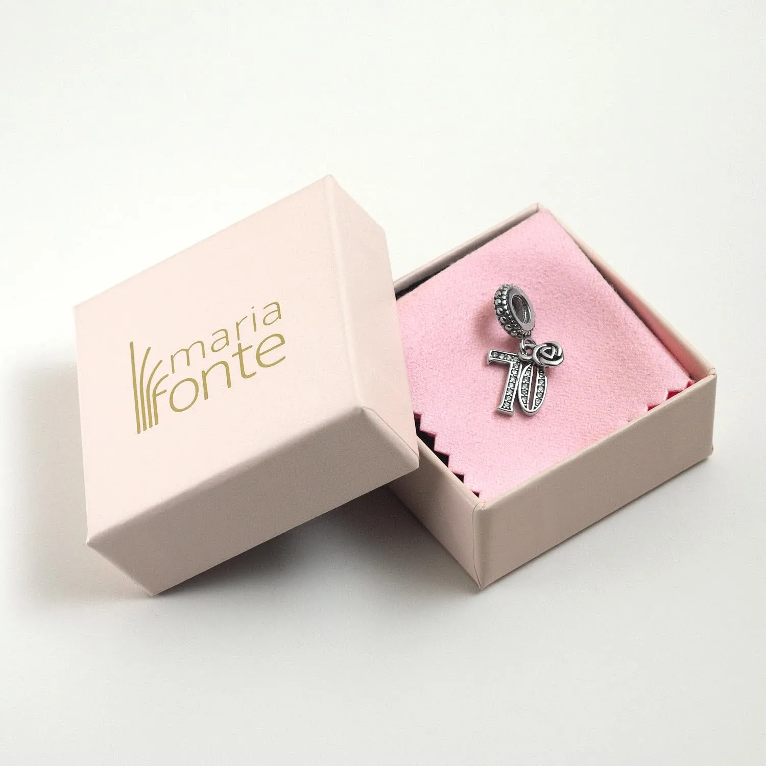 MariaFonte Ciondolo Charm Numero 70 in Argento Sterling e Zirconia Bianca - immagine 4