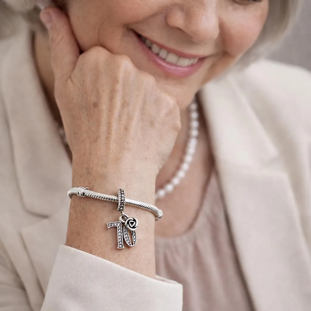 MariaFonte Ciondolo Charm Numero 70 in Argento Sterling e Zirconia Bianca - immagine 5