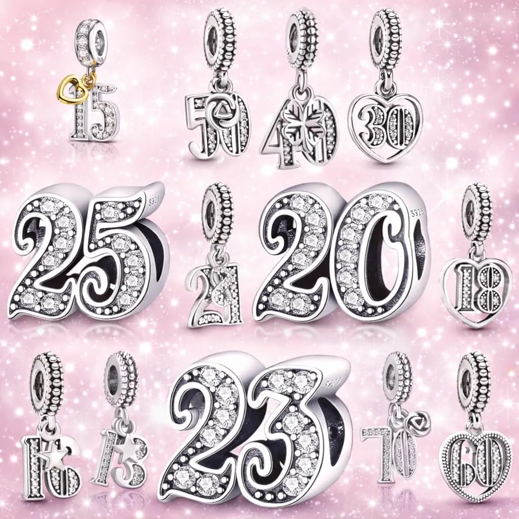 MariaFonte Ciondolo Charm Numero 70 in Argento Sterling e Zirconia Bianca - immagine 6